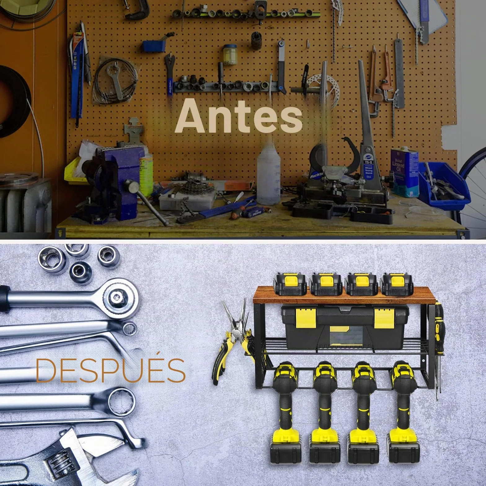 Nandae organizadores de herramientas eléctricas, organizadores de herramientas de garaje y almacenamiento, soporte de taladro para pared, estante de herramientas de metal resistente
