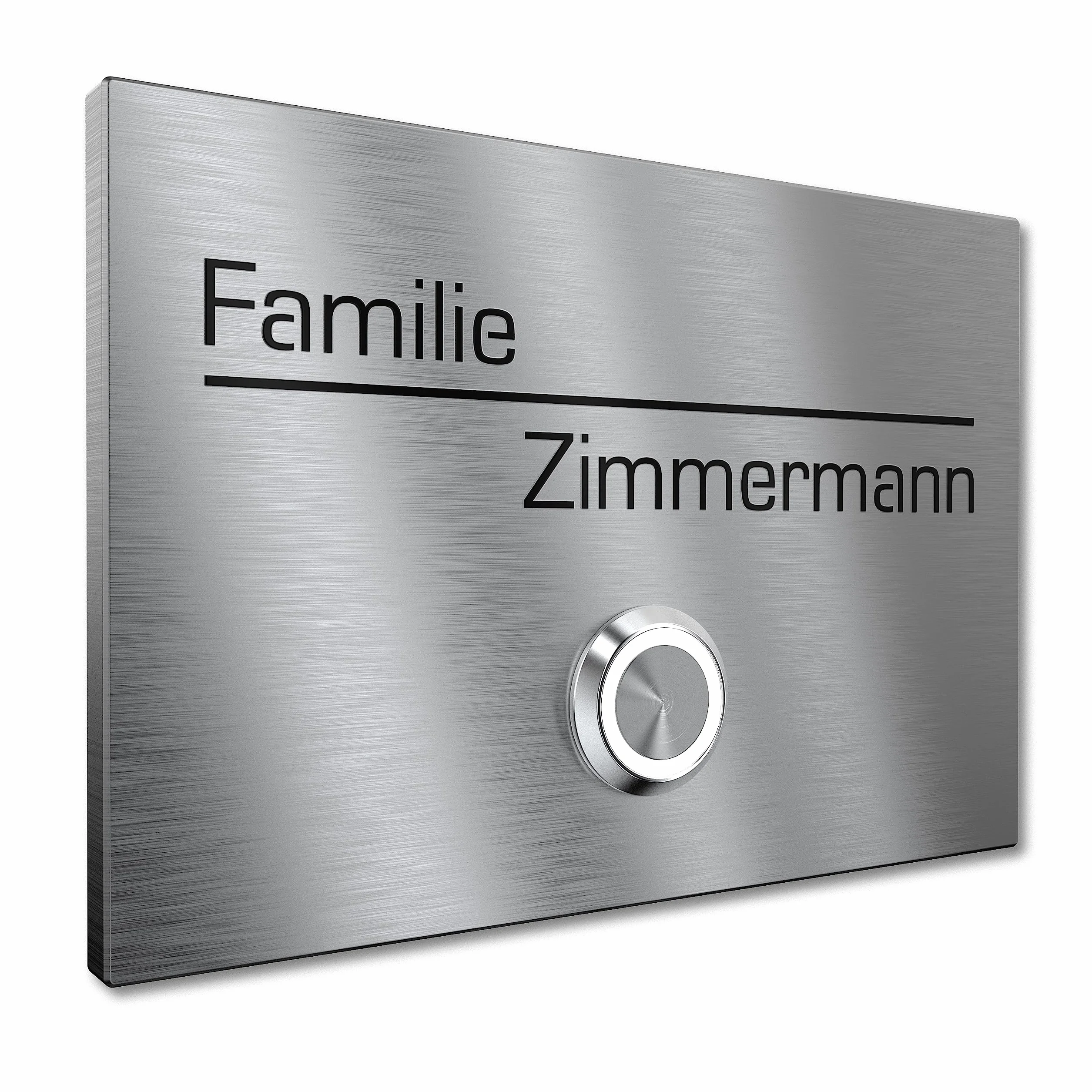 Placa de Timbre Graviers Design – Montaje en Superficie o Empotrado – Acero Inoxidable – Grabado Láser – Pulsador LED a Elegir – 80x60 a 160x120mm