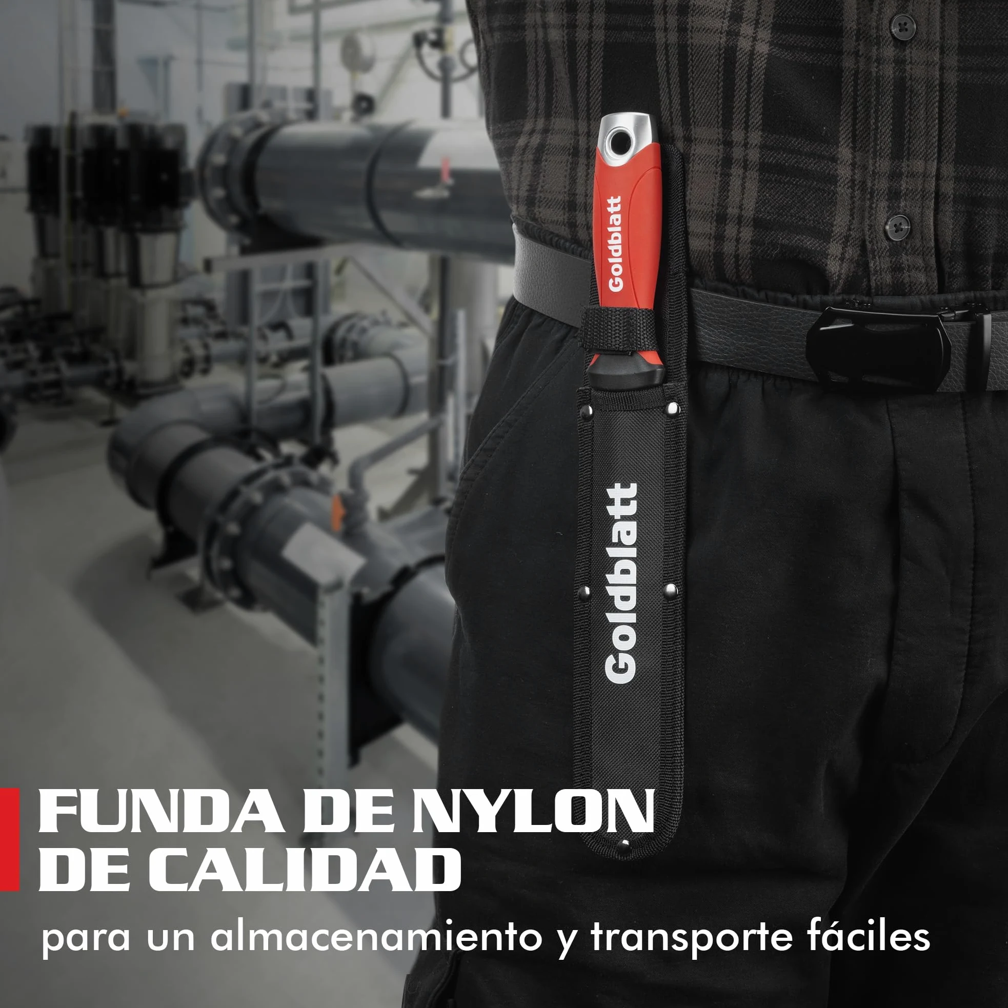 Goldblatt Cuchillo para Aislamiento, Hoja de Acero Inoxidable de 20 cm, Cuchillo de Aislamiento de Doble Cara, para Cortar Materiales Aislantes como Lana Mineral, Lana de Vidrio y Lana de Roca