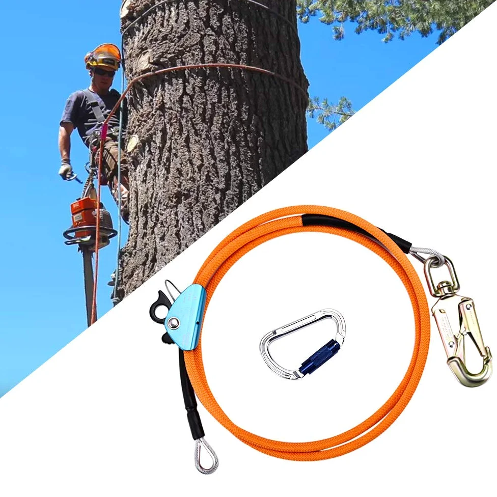 12mm * 3m alambre de acero Core tirón Kits línea con triple bloqueo Mosquetón Ajustador