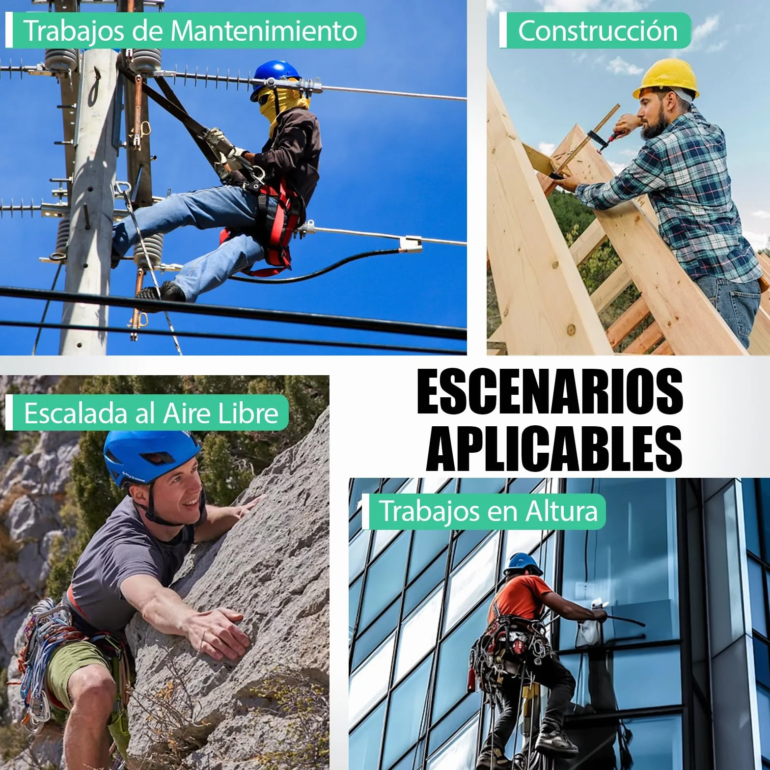 Dispositivo Anticaídas Retráctil 20m con Frenado Instantáneo Cable Antitorsión Gancho Autoblocante