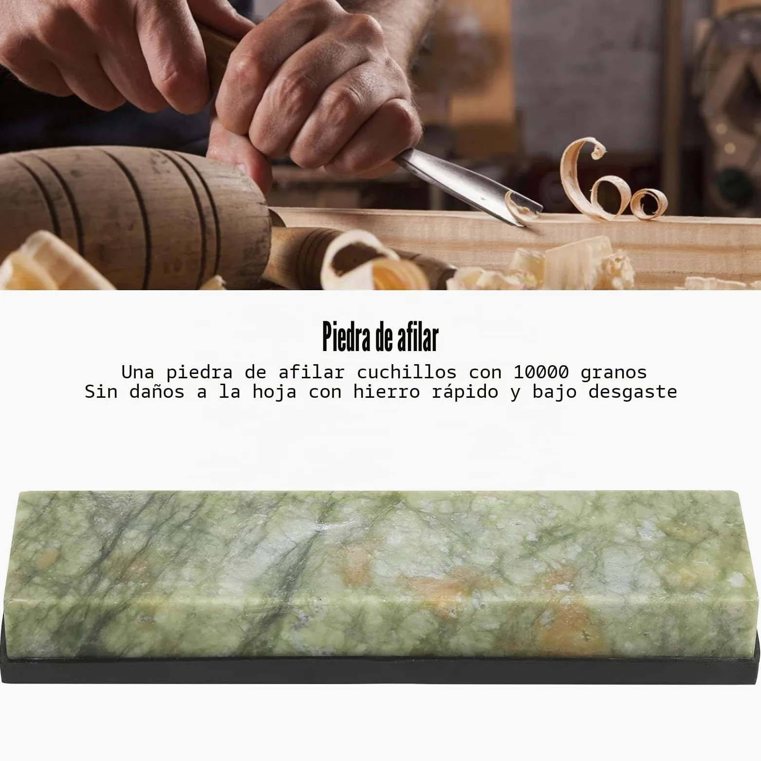 Piedra de Afilar de Grano 10000 - Herramienta de Afilado de Berilo Natural Con Base de Silicona Para Cuchillos y Tijeras
