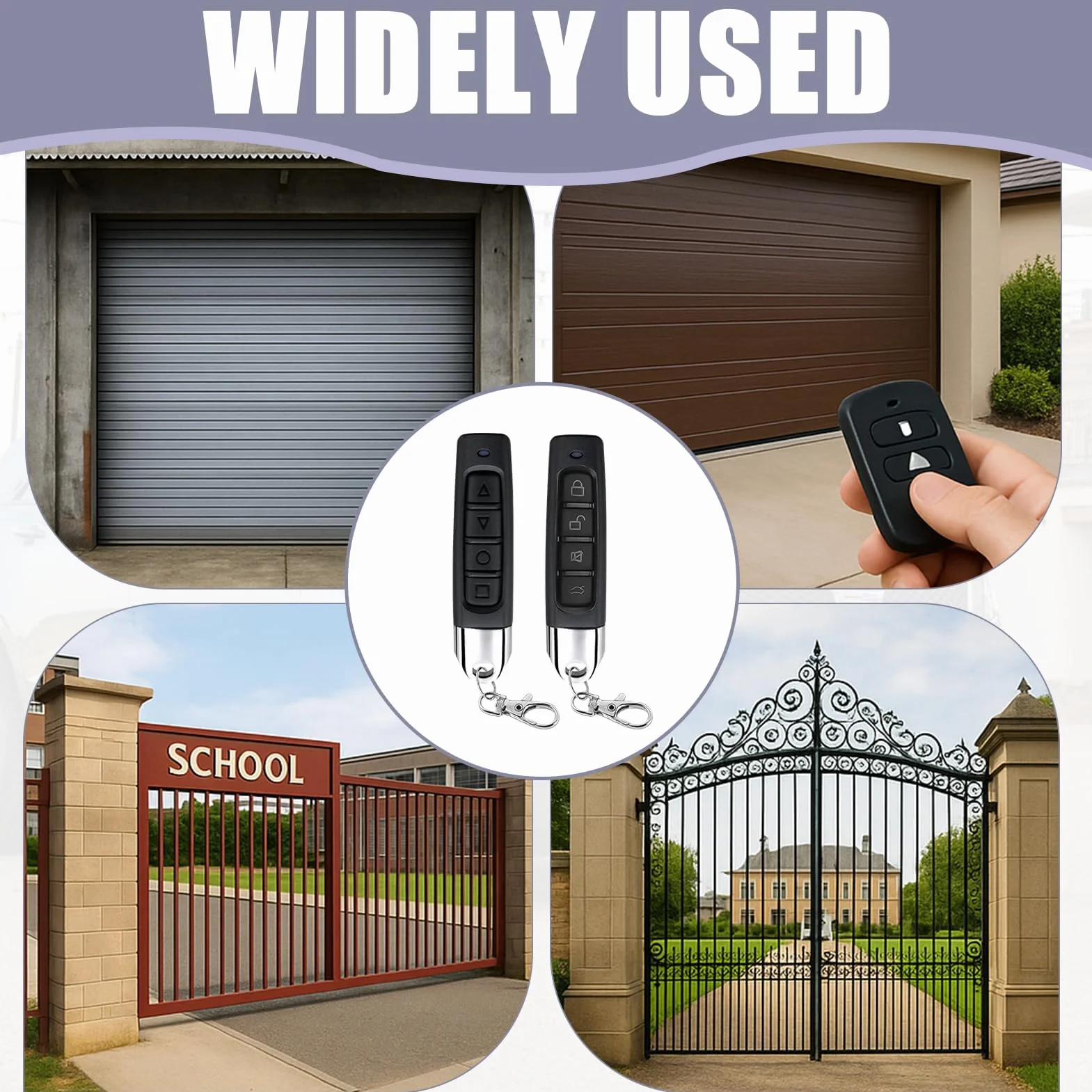 4 piezas 433 MHz Mando a distancia universal para puerta de garaje, interruptor remoto para puerta de garaje para clonar con 4 canales, emisor manual para puerta de garaje duplicador