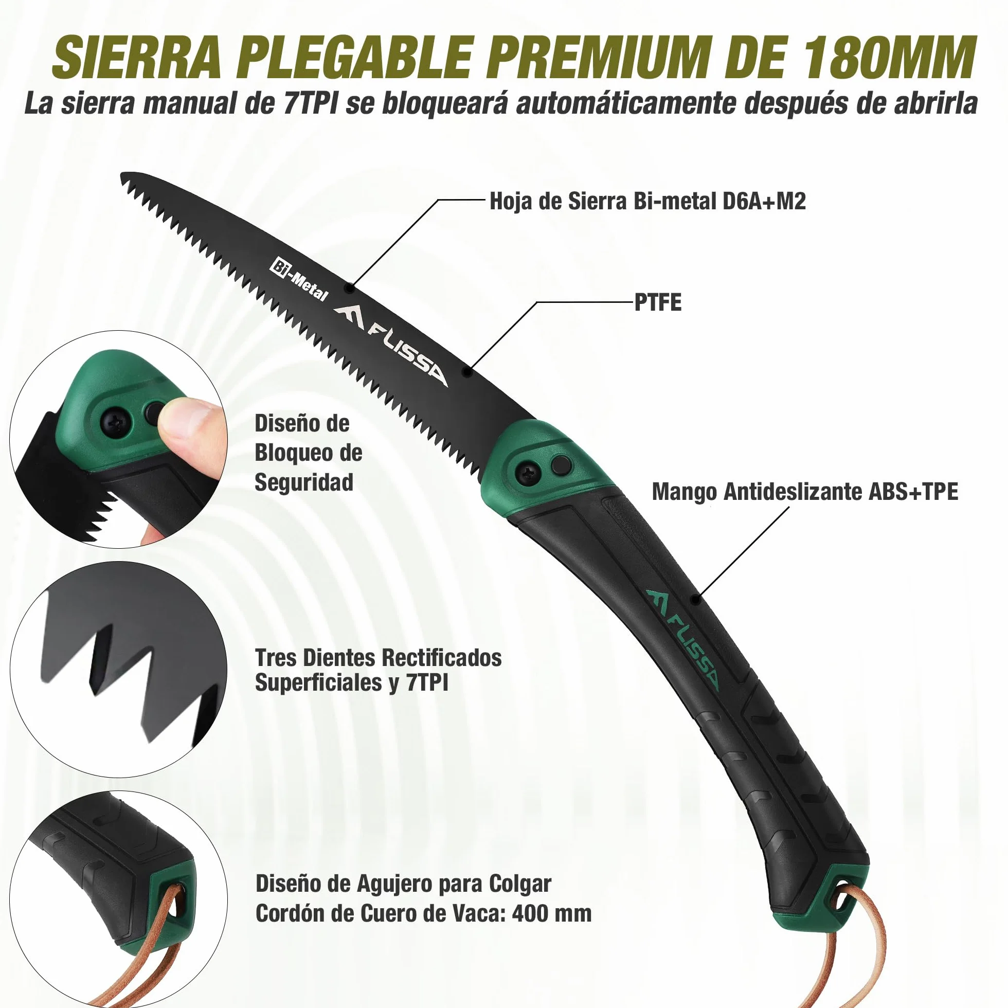 FLISSA Juego de Sierra Plegable y Navaja con Funda para Jardinería