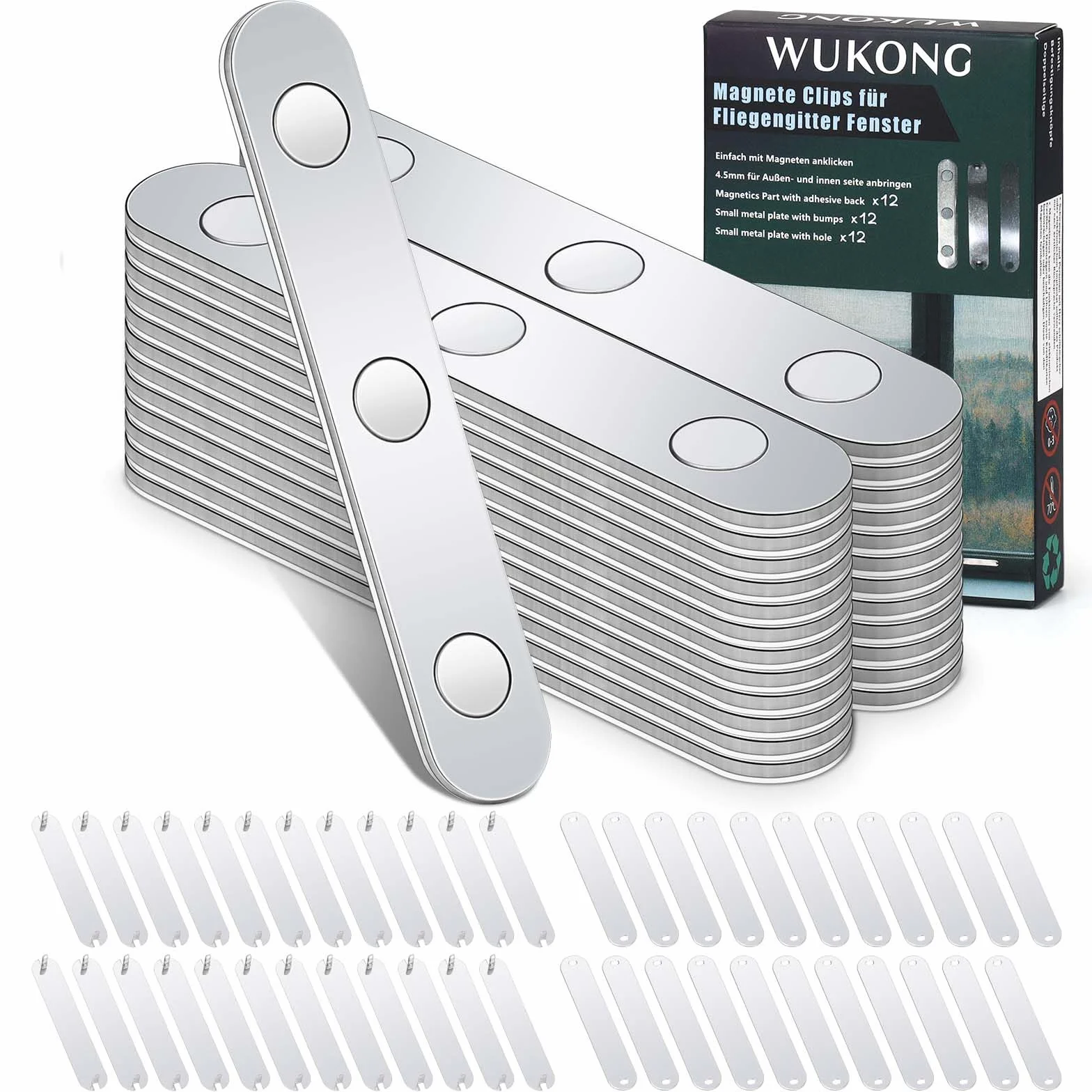 Wukong Mosquitera Magnética para Ventanas – 24 Imanes Fuertes, Autoadhesivos y Reutilizables, Sin Taladrar, Protección contra Insectos para Interior y Exterior