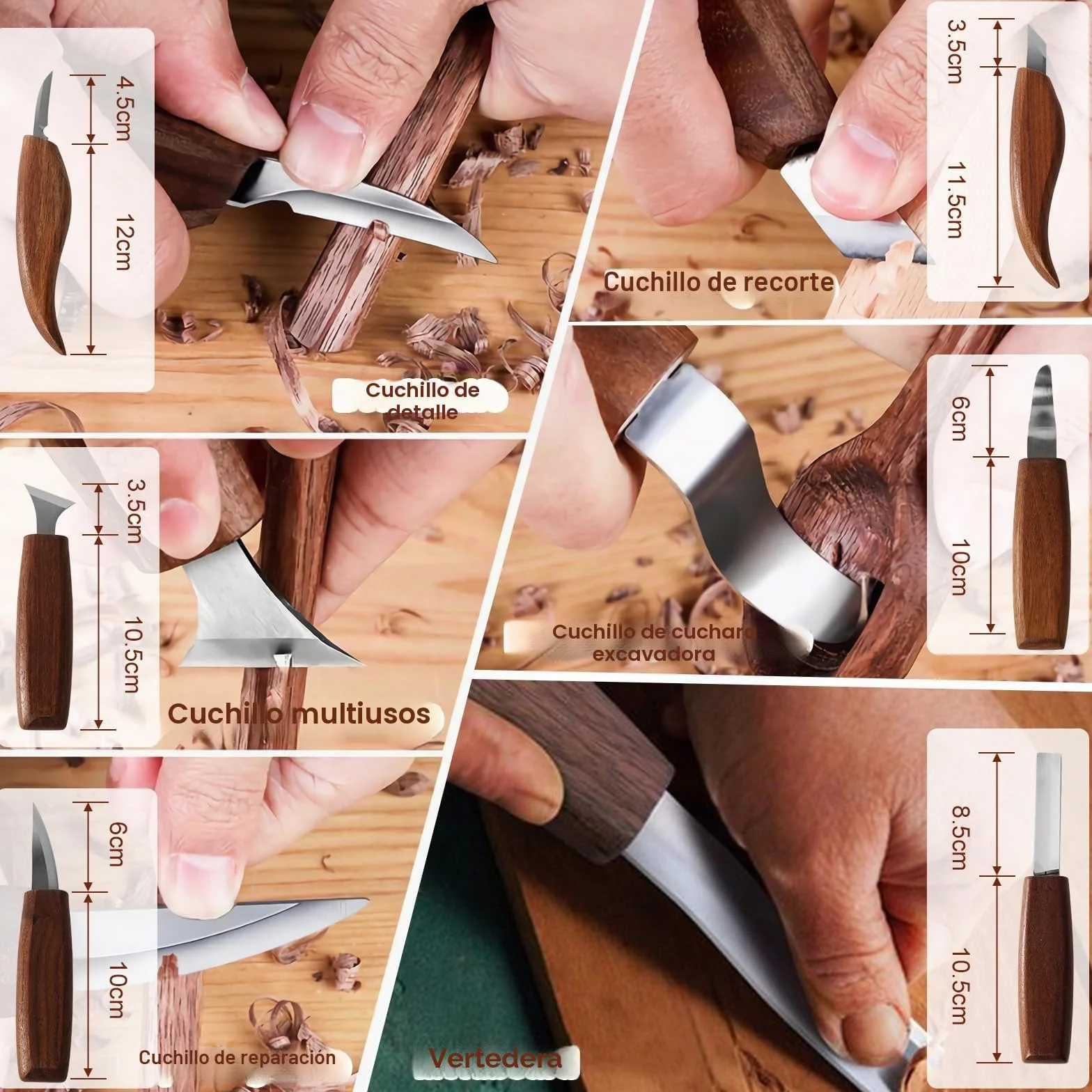 Juego de 17 cuchillos para tallar de madera para principiantes, seguro y sencillo, selección completa de herramientas con guantes, bolsa de herramientas
