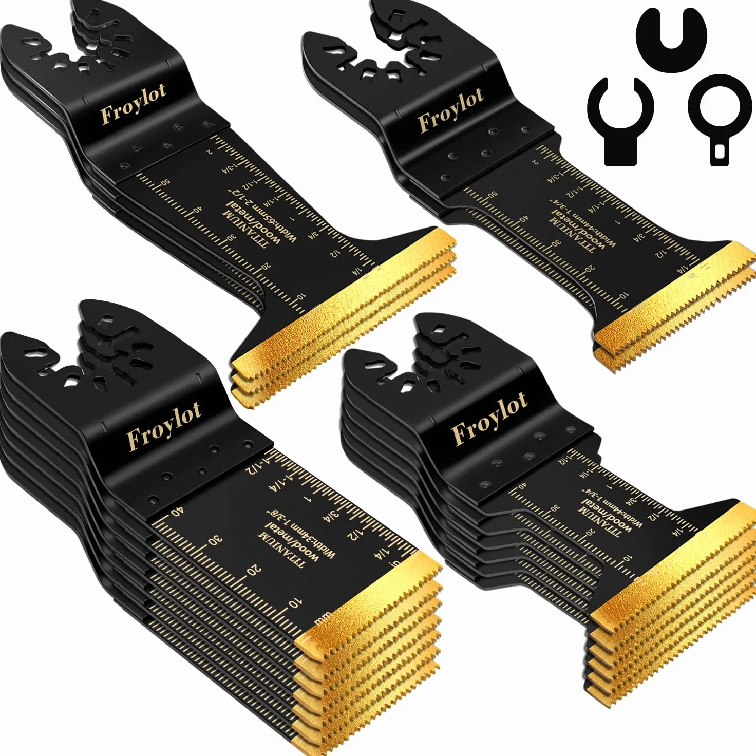 FROYLOT 18 cuchillas oscilantes de titanio, cuchillas universales multiherramienta para corte de madera de metal, kits de cuchillas multiherramienta para Dewalt Bosch Milwaukee Ryobi