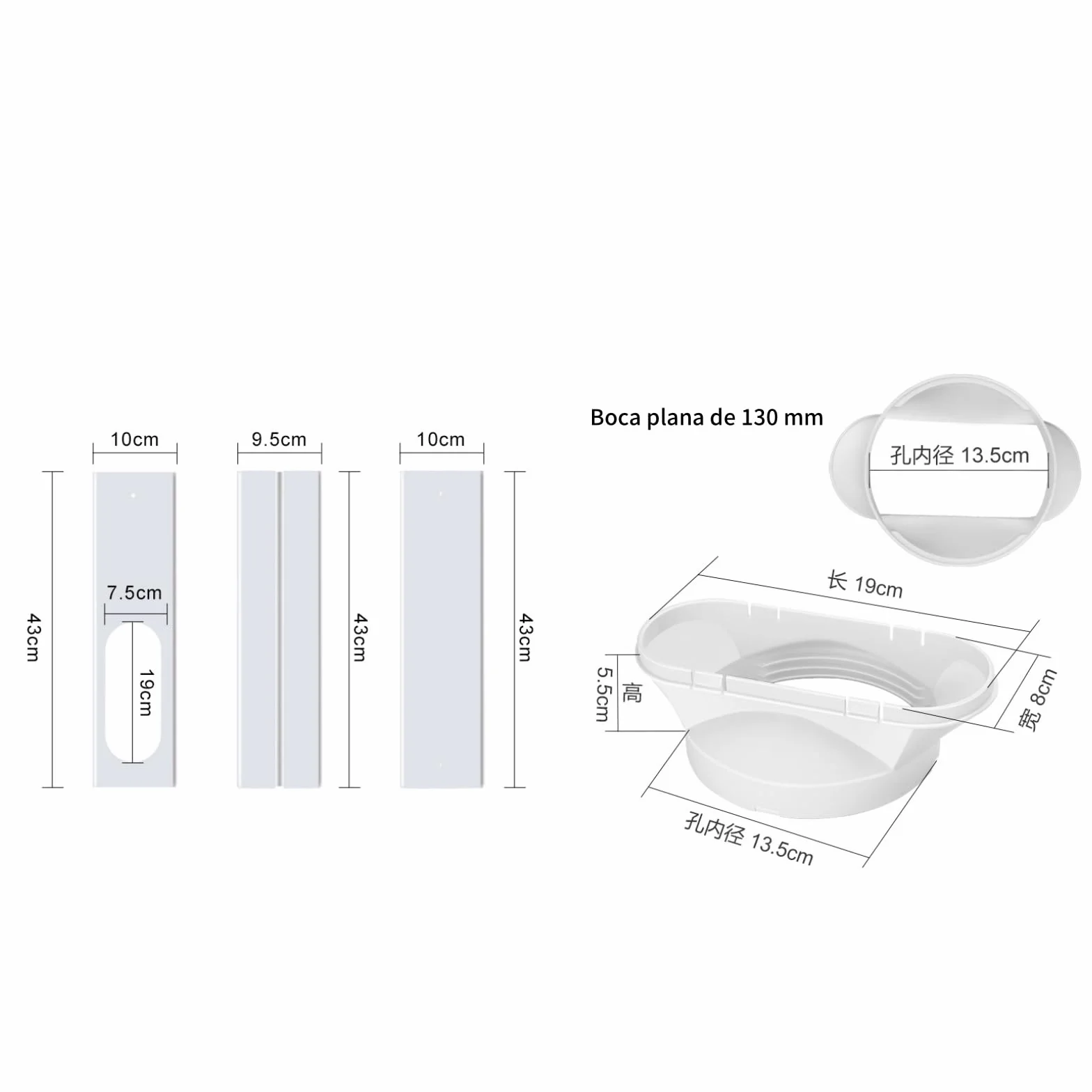Kit De Ventana De Aire Acondicionado Portátil, Adaptador Ventana Aire Acondicionado, Accesorio De Ventana De Aire Acondicionado,Placa Sellado Ventana Ajustable para Aire Acondicionado Móvil,