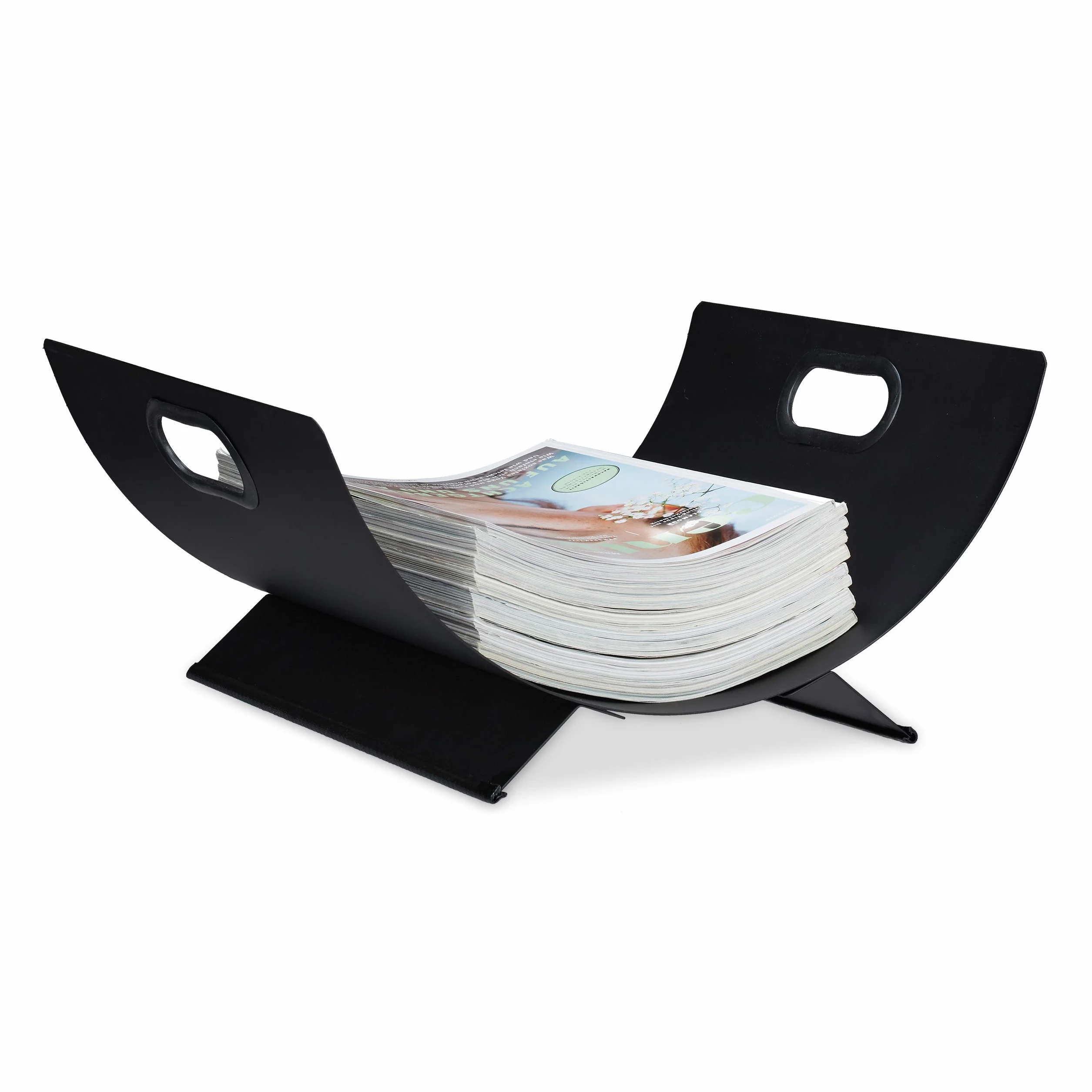 Relaxdays Cesto Leñero Metal Interior, Soporte Almacenar Leña 18,5 x 40,5 x 33 cm, Bandeja Secar Tronco Leña, Negro