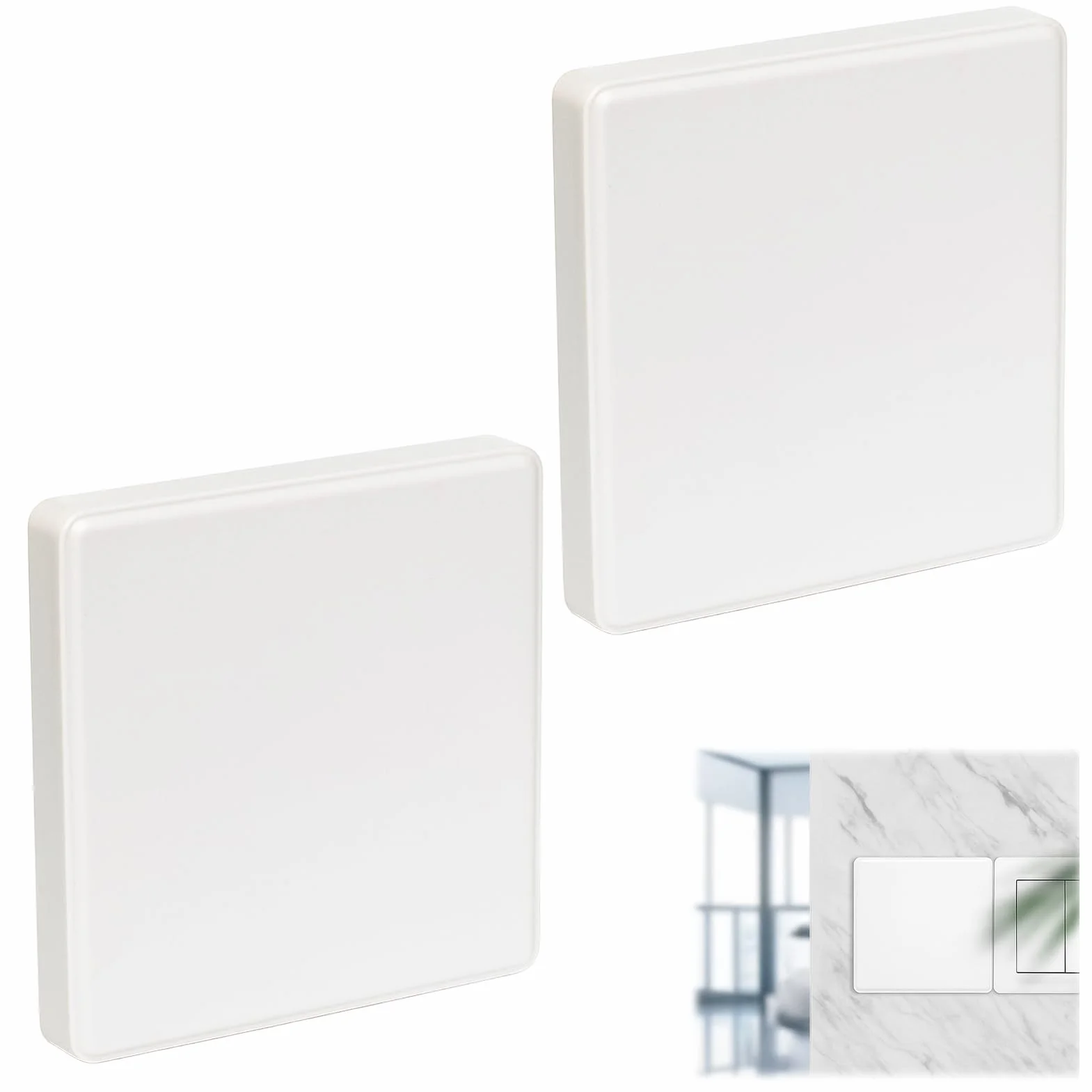 Tapa Ciega Enchufe Cables pared, 2Pcs 86 * 86 mm Tapa para Cuadro Registro Electrico de Contador de Luz, Adecuado para Enchufes o Interruptores no Utilizados, Color Blanco