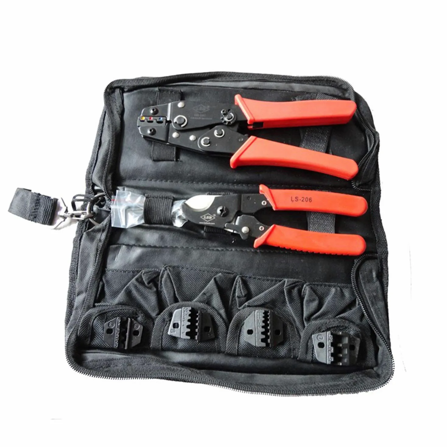 Crimpadora Terminales, Alicates de crimpado Juego de herramientas de crimpado manual Kit de herramientas de crimpado con cortador de cable y 4 juegos de matrices reemplazables HS-K02C Pelacables mult