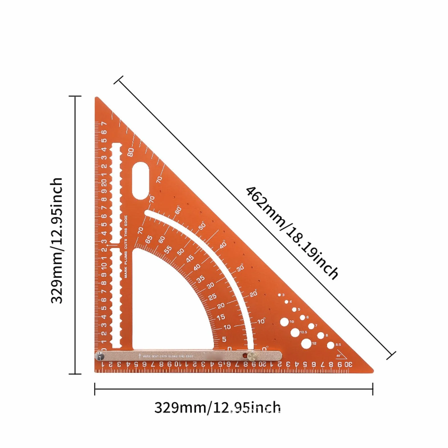 Fockety Escuadra de carpintero, escuadra ajustable para vigas de aleación de aluminio con transportador, regla para ingletes herramienta de marcado, guía de sierra para carpintería