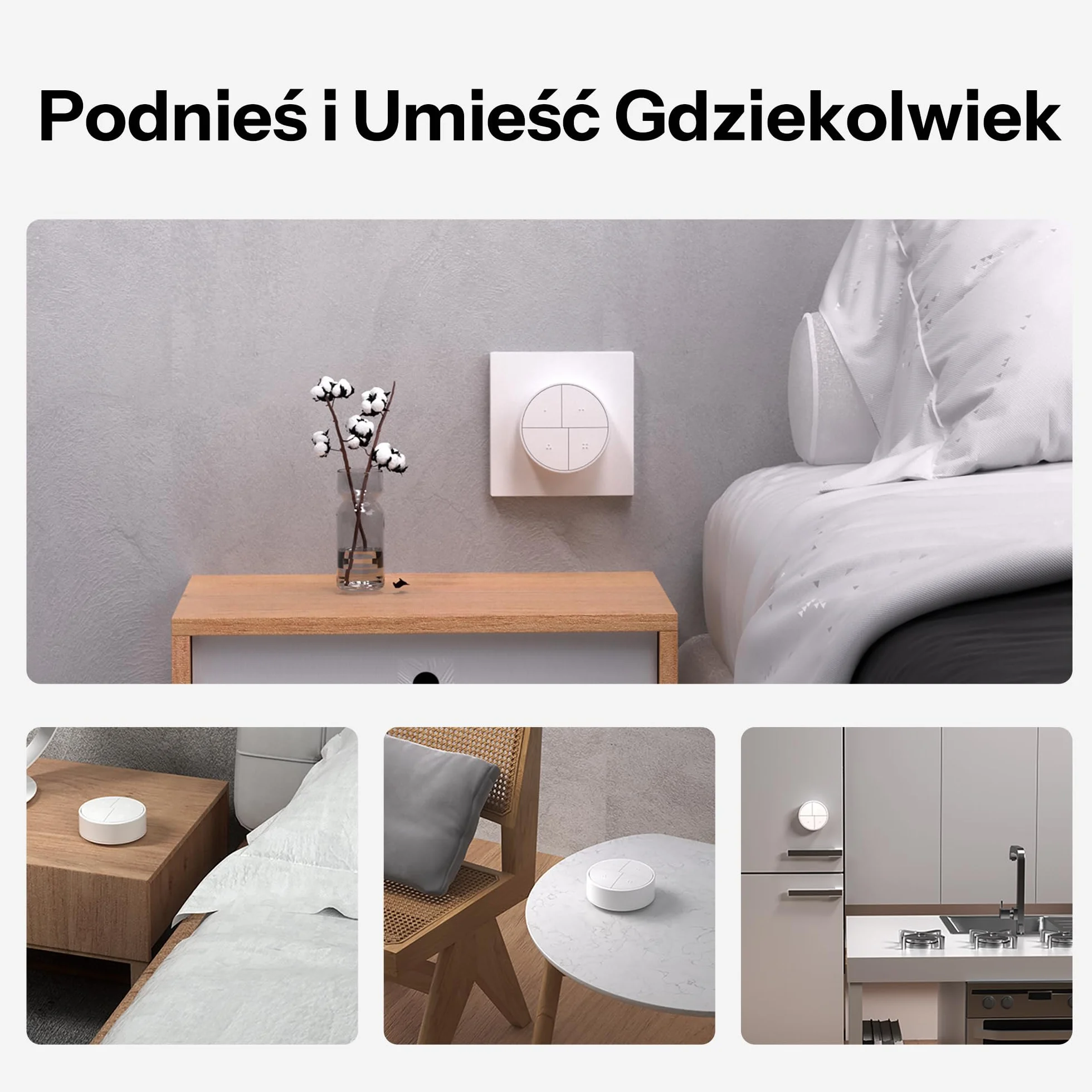 Botón Inteligente Sonoff SNZB-01M 4 en 1 Inalámbrico ZigBee Blanco | 16 acciones, Zigbee Binding & TouchLink Control de luz, compatible con Home Assistant, SmartThings, Hub requerido