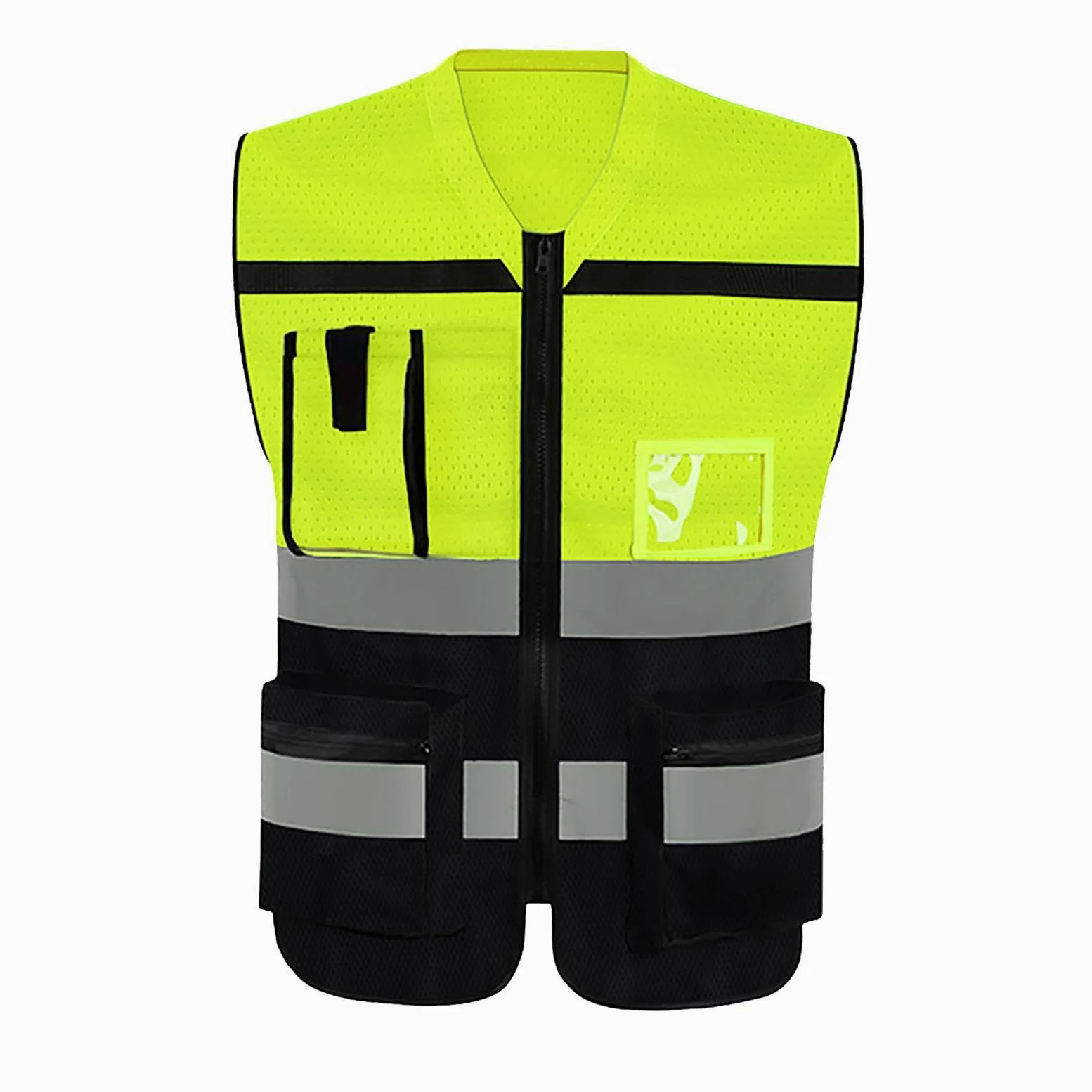 Chaleco Reflectante de Alta Visibilidad con Bolsillos con Cremallera para Caminar Nocturno