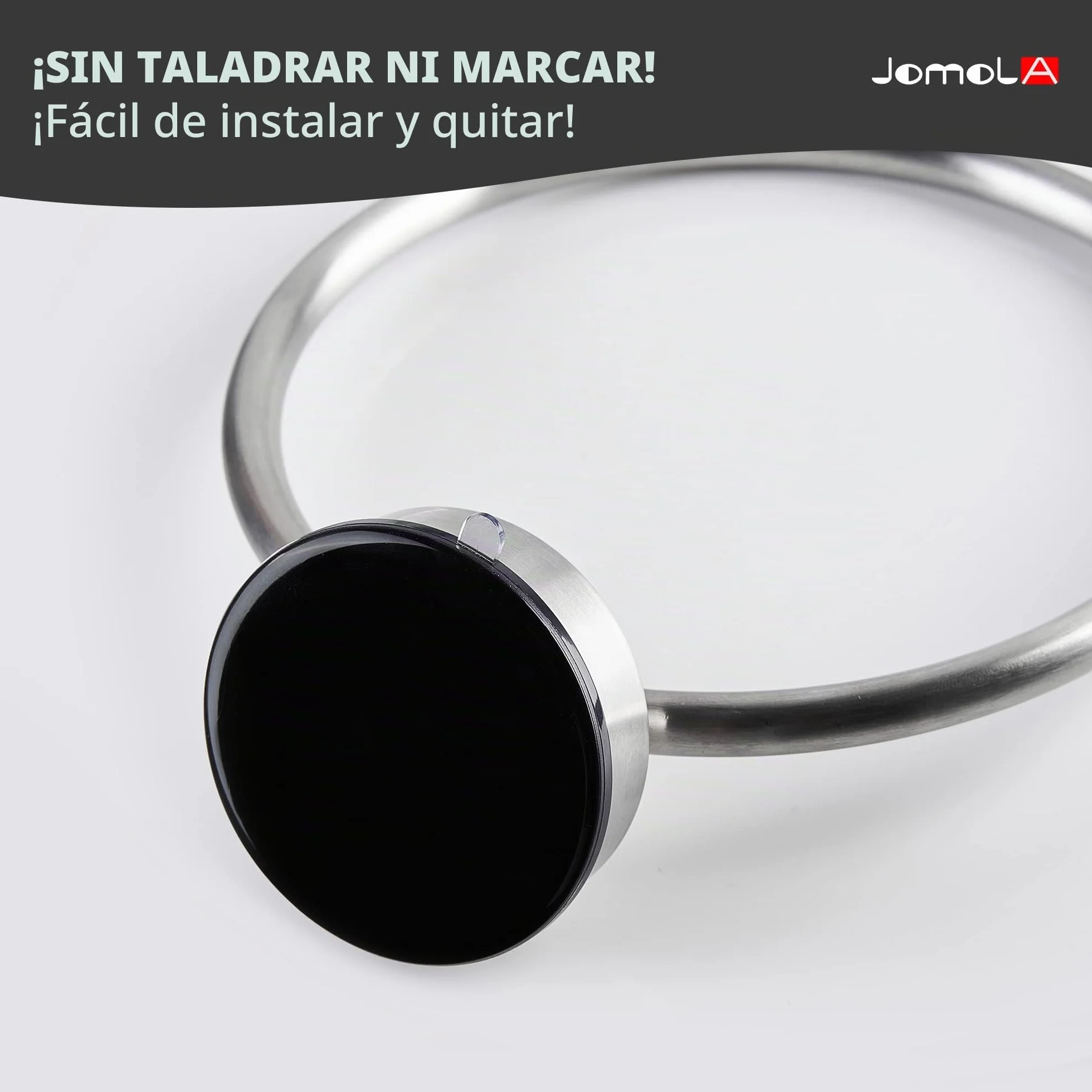 JOMOLA Toallero de Aro con Ventosa Acero Inoxidable Sin Taladrar Colgador de Toallas Baño Montaje en Pared Acabado Cepillado