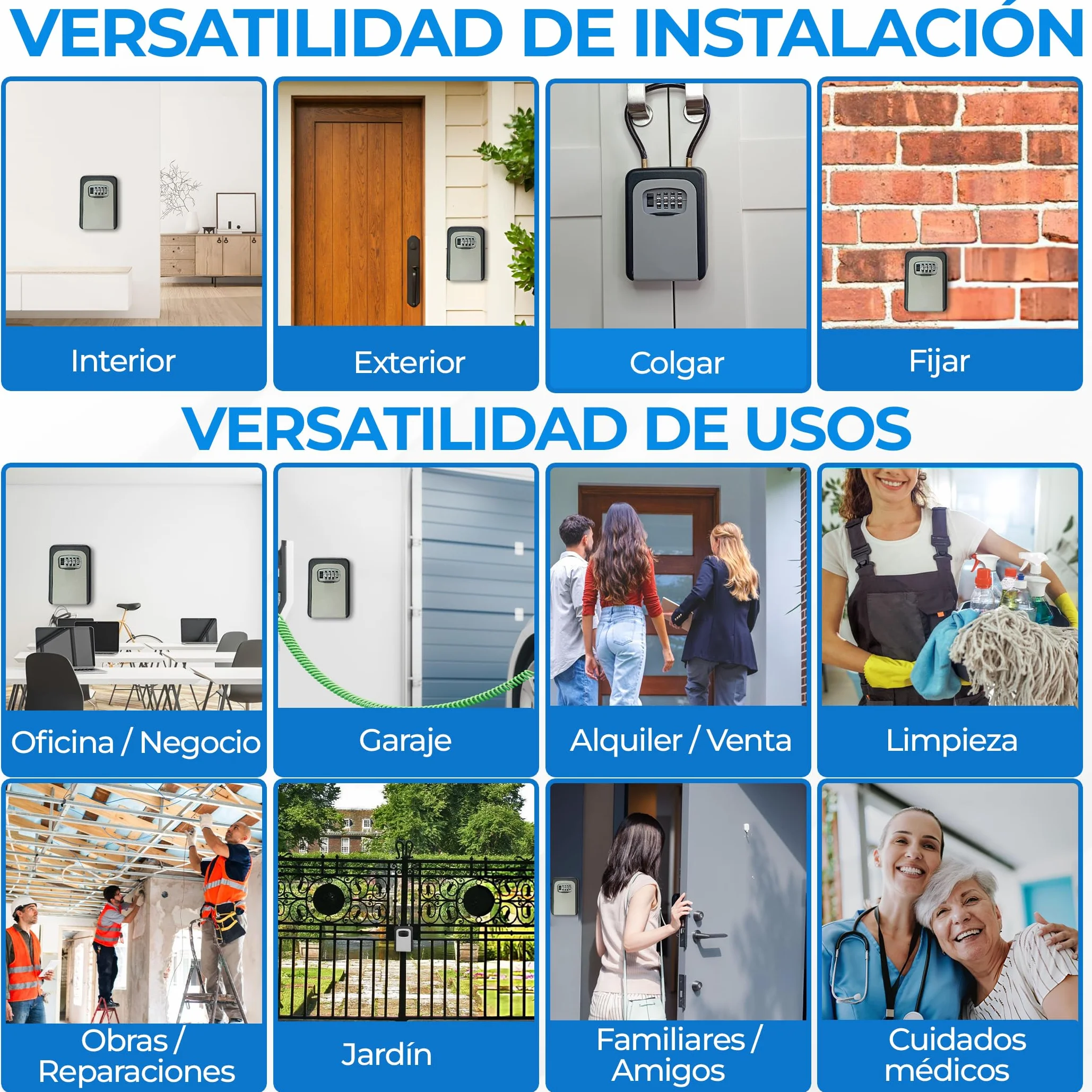 QJF Caja de Seguridad para Llaves con Código de 4 Dígitos para Pared Exterior Interior