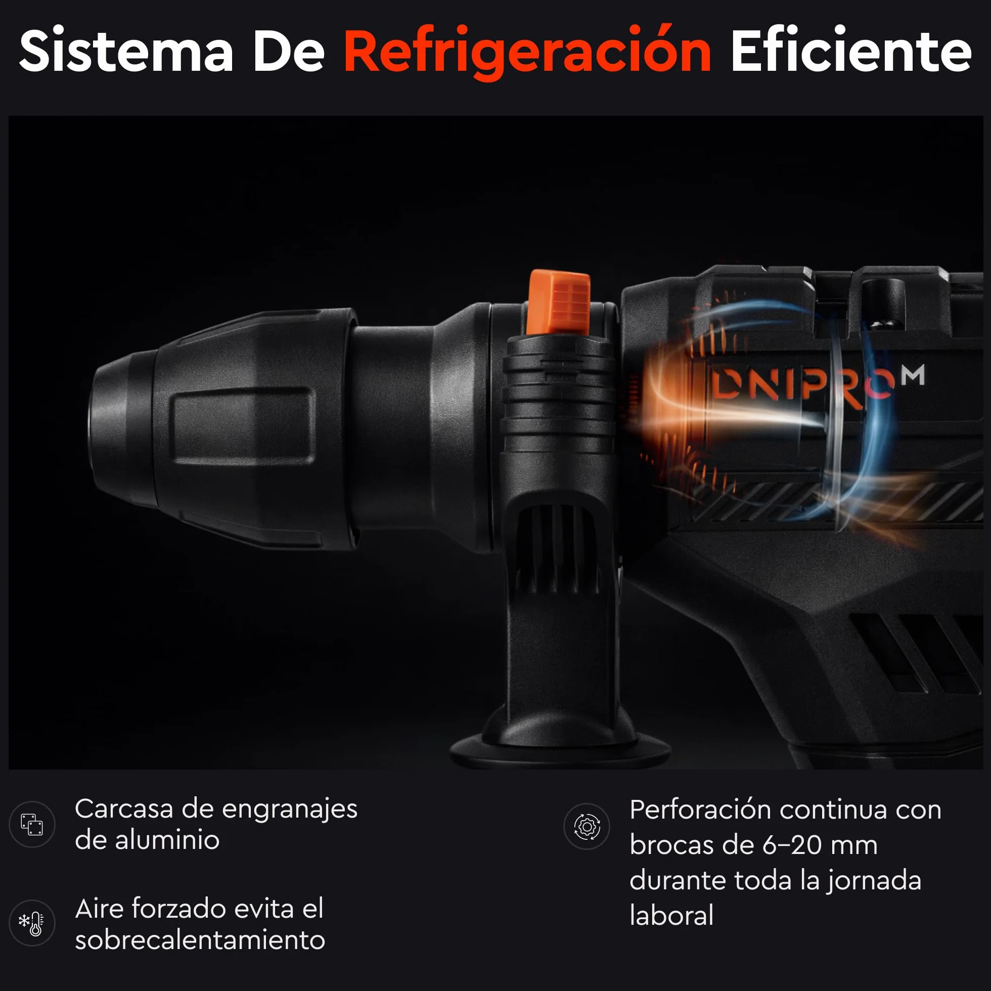Martillo Perforador SDS Plus 1650W 5,5J, Taladro Percutor Profesional 4 Modos, Velocidad Variable, Sistema Antivibración, Embrague de Seguridad R-Control, Ø36 mm Hormigón, Cable 4 m, BH-20