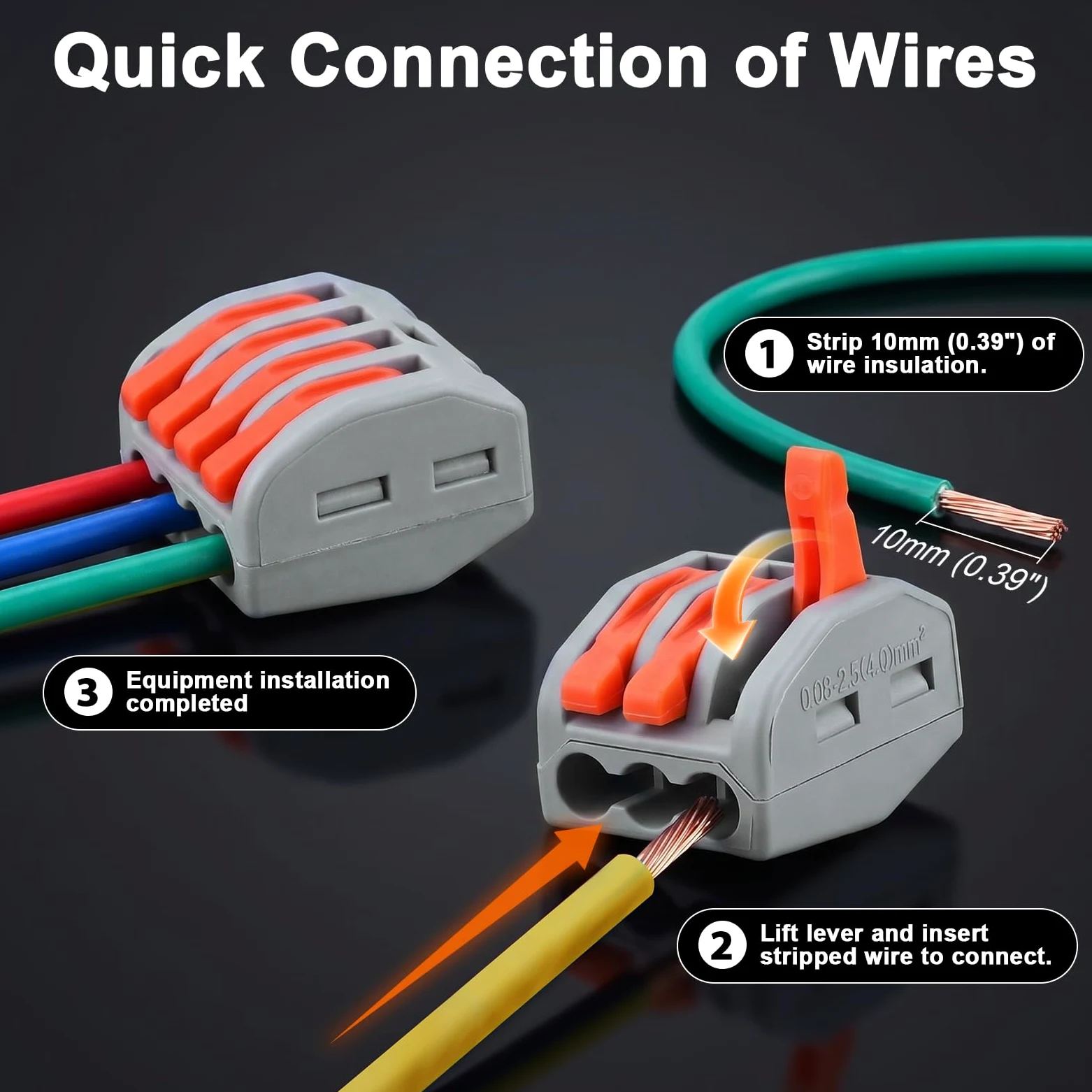 130pcs Conectores Electricos Rapidos, 2/3/4/5 VíAs, Retardantes de Llama Pa/Pc,Terminales EléCtricos con Palanca, Empalmes Cables Electricos para Cables Fijos