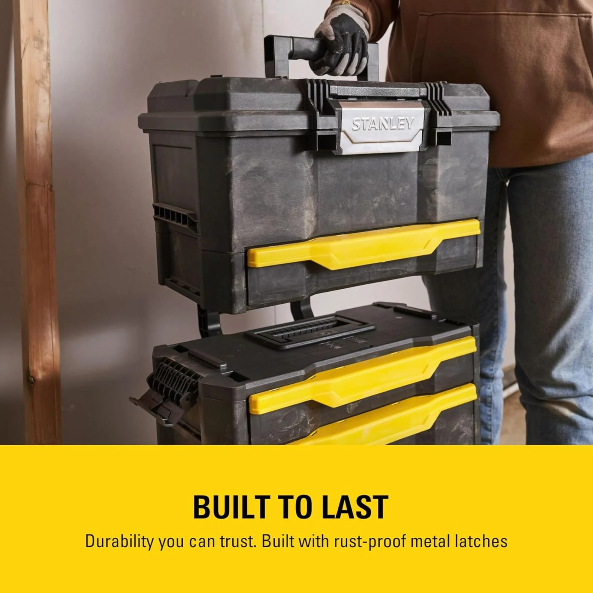 STANLEY Modular Taller Rodante 3 en 1 con Ruedas, Asa Telescópica, 35 kg