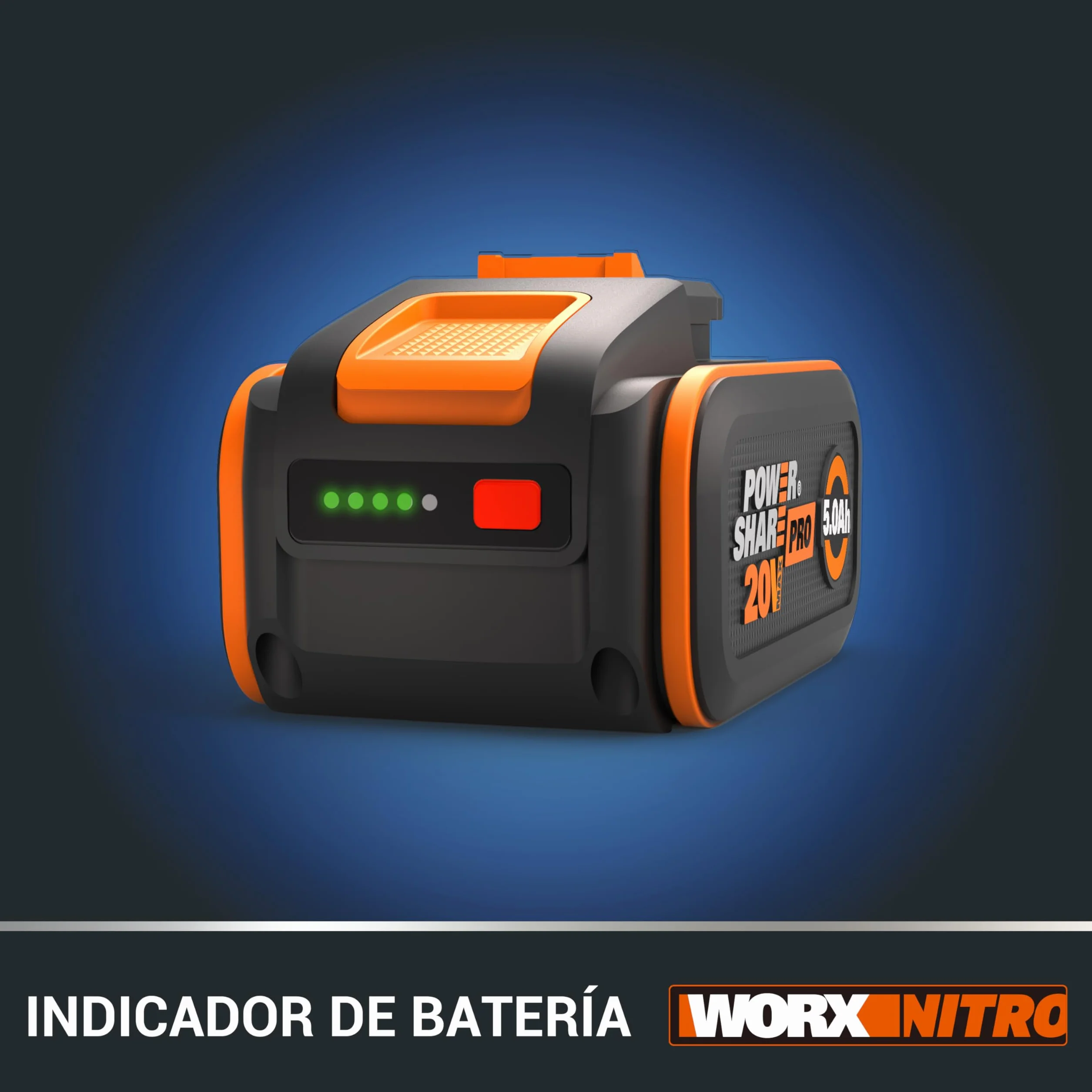 WORX WA3645 PowerShare Pro Batería 20V 5,0Ah Ion-Litio con BMS Inteligente Indicador LED Compatible 20V 40V 80V
