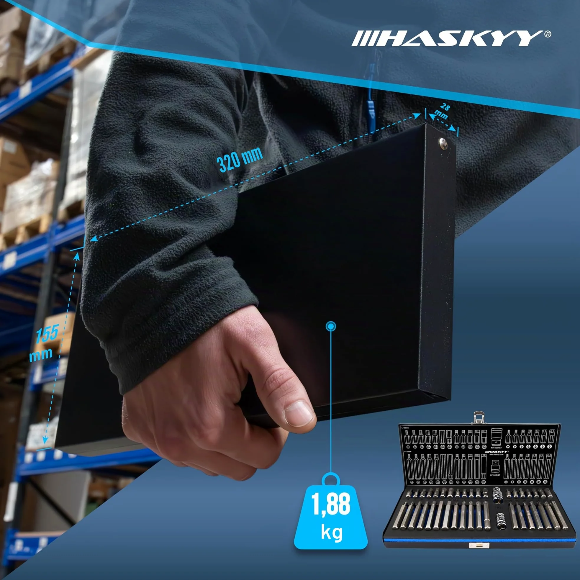 HASKYY 40 piezas Torx llaves // Torx: T20 T25 T30 T40 T45 T50 T55 - M5 M6 M8 M10 M12