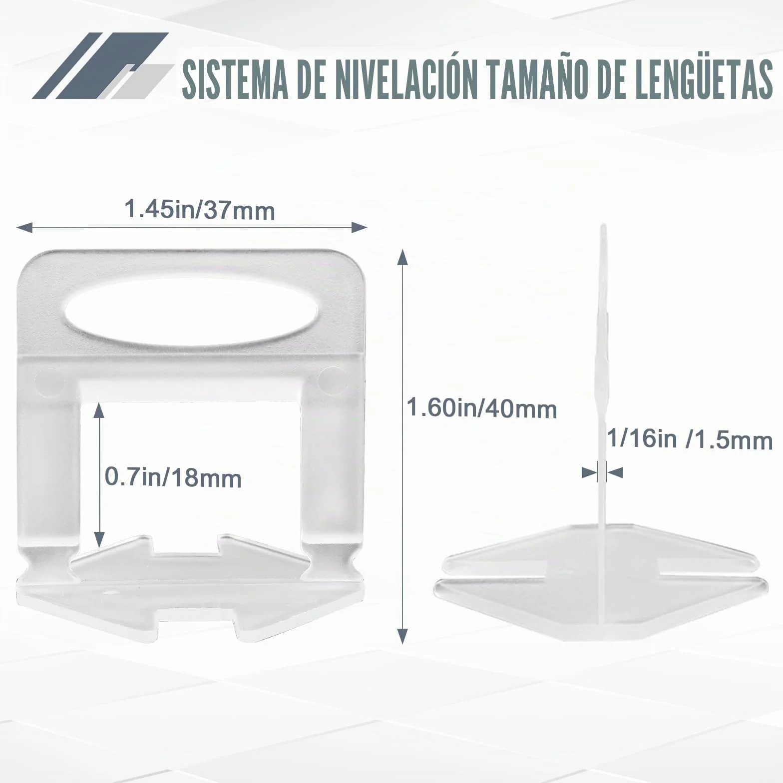 Sistema de nivelación de azulejos 1.5mm, 500 clips espaciadores de azulejos, Espaciadores de nivelación de azulejos de bricolaje para instalación de baldosas de cerámica