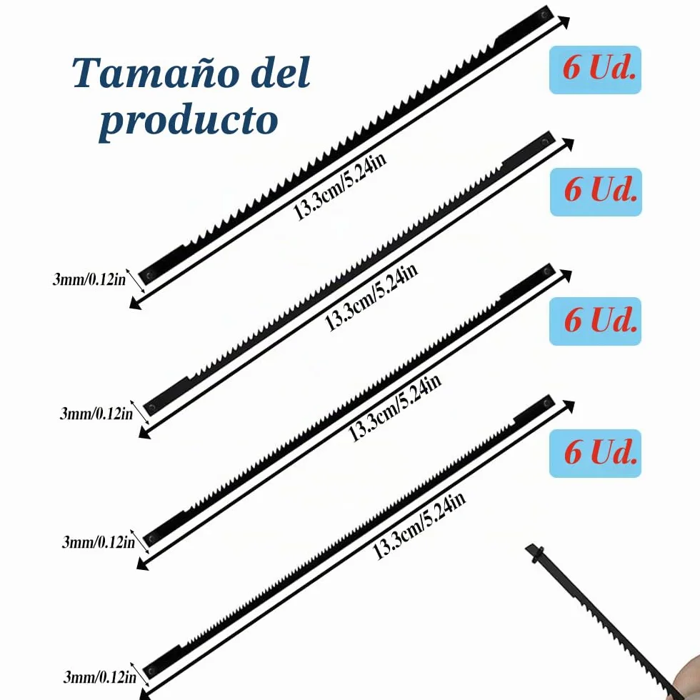 24 Piezas 133mm Hojas de Sierra de Marquetería 10/15/18/24 Dientes Corte Fino Madera PVC Espuma