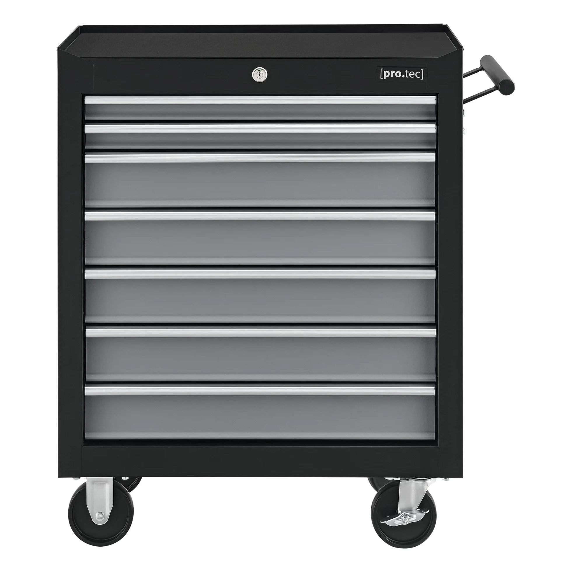 pro.tec Carrito de Herramientas de Acero 7 Cajones 4 Ruedas Taller Móvil Negro 69x33x77,5 cm