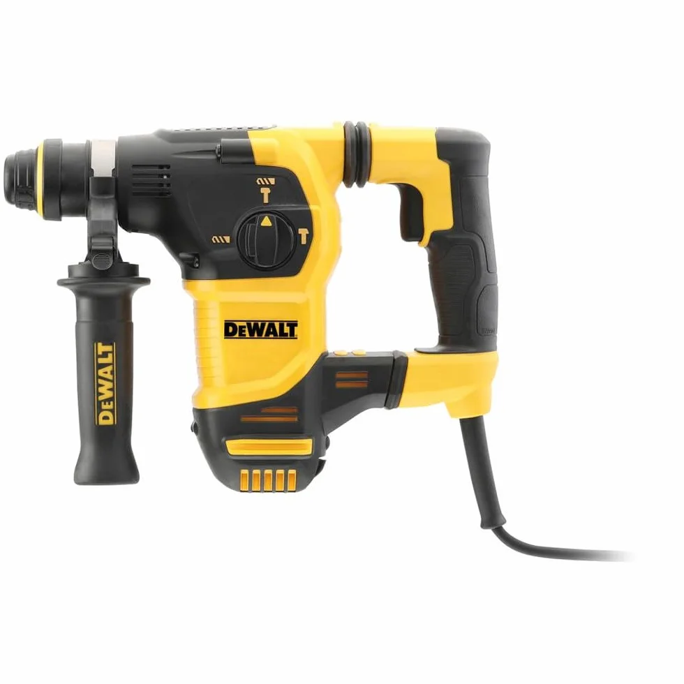 DEWALT D25333K-QS - Martillo Perforador SDS-Plus 30 mm, 950W, 3.5 J, 0-1,150 rpm, 0-4,300 IPM, Sistema de Control de Vibración, Incluye Maletín de Transporte, Empuñadura y Tope de Profundidad