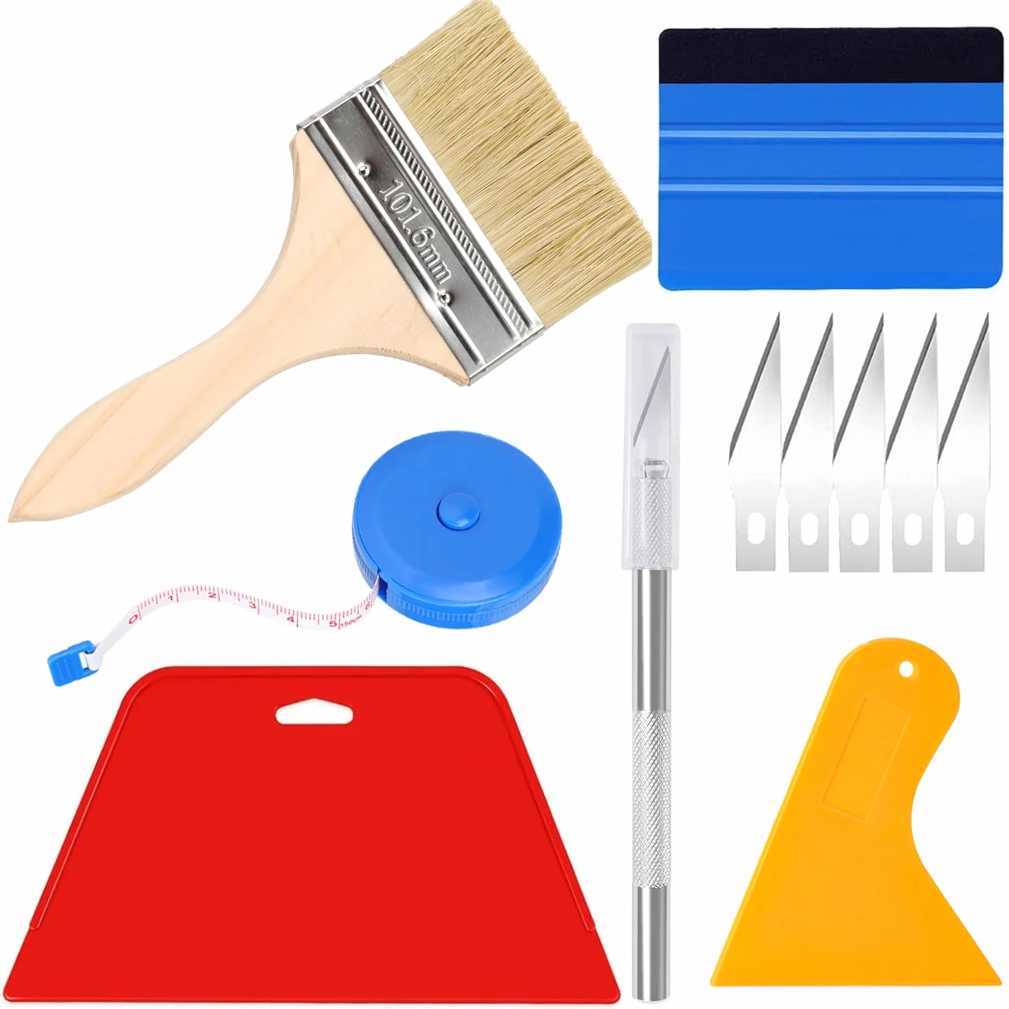 Kit de herramientas de papel pintado, herramientas de envoltura de vinilo, cortador de papel pintado, herramienta profesional para empapelar con herramienta de corte, rasqueta de fieltro para papel