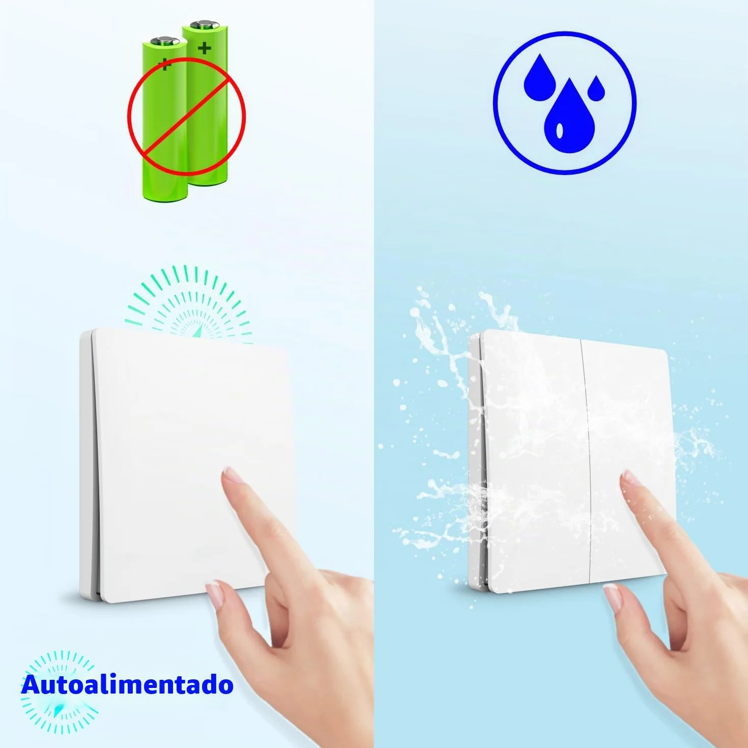 Interruptor De Luz Inalámbricas Autoalimentado, Tedeligo Sin Batería Interruptor A Prueba De Agua 220V 10A Relé Transmisor De Radio Rango De Control De 50M Para Iluminación De Lámpara (1 a 1)