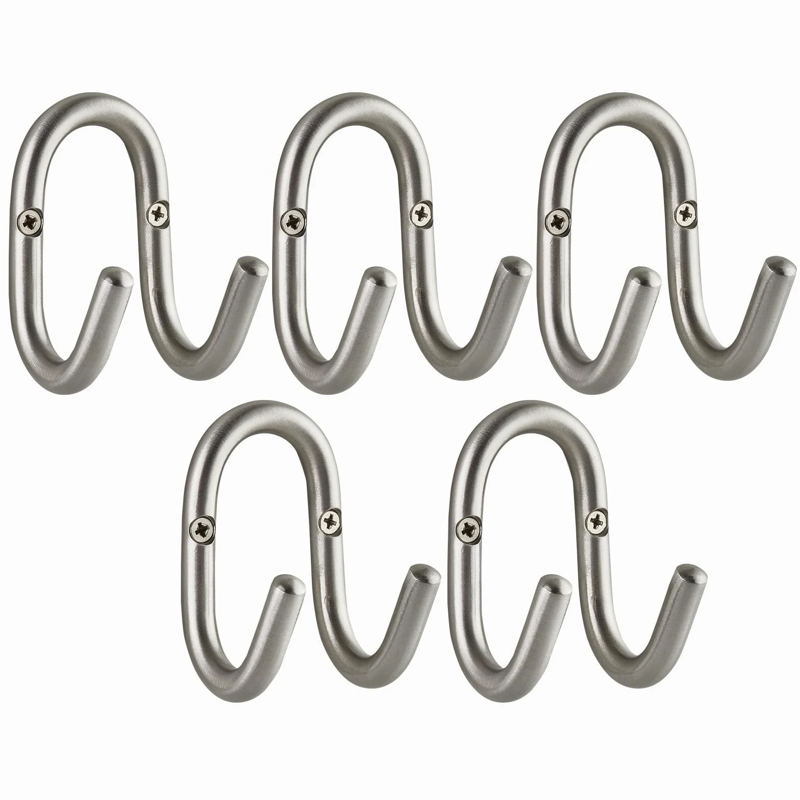 SOTECH Juego de 5 percheros FARA 88 x 51 mm, auténtico acero inoxidable cepillado, ganchos para ropa, ganchos para pared, ganchos para chaquetas