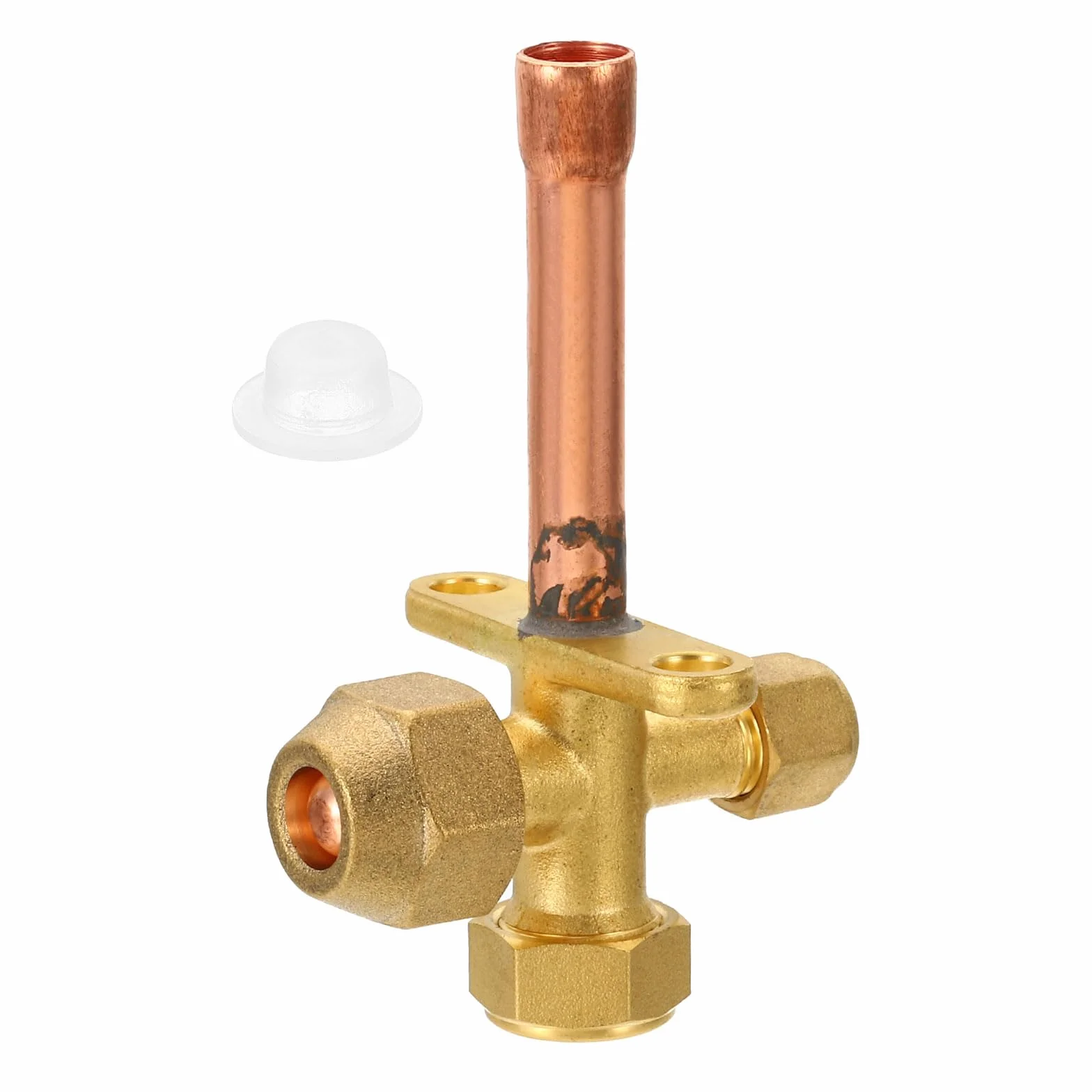 PATIKIL Aire Acondicionador Parada Válvula, para 3/8" OD Cobre Tubo Tamaño Recto 3 Vía Ángulo Parada Servicio Válvula Ajuste para Mini Split AC Refrigeración