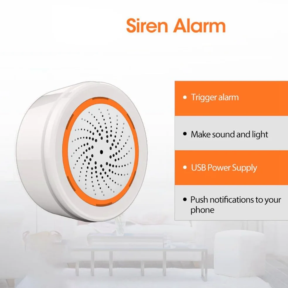 Tuya ZigBee Smart Sound And Light Sirena Sensor Smart Life de Seguridad para el Hogar Tuya Gateway Hub Sirena Alarma para Tuya
