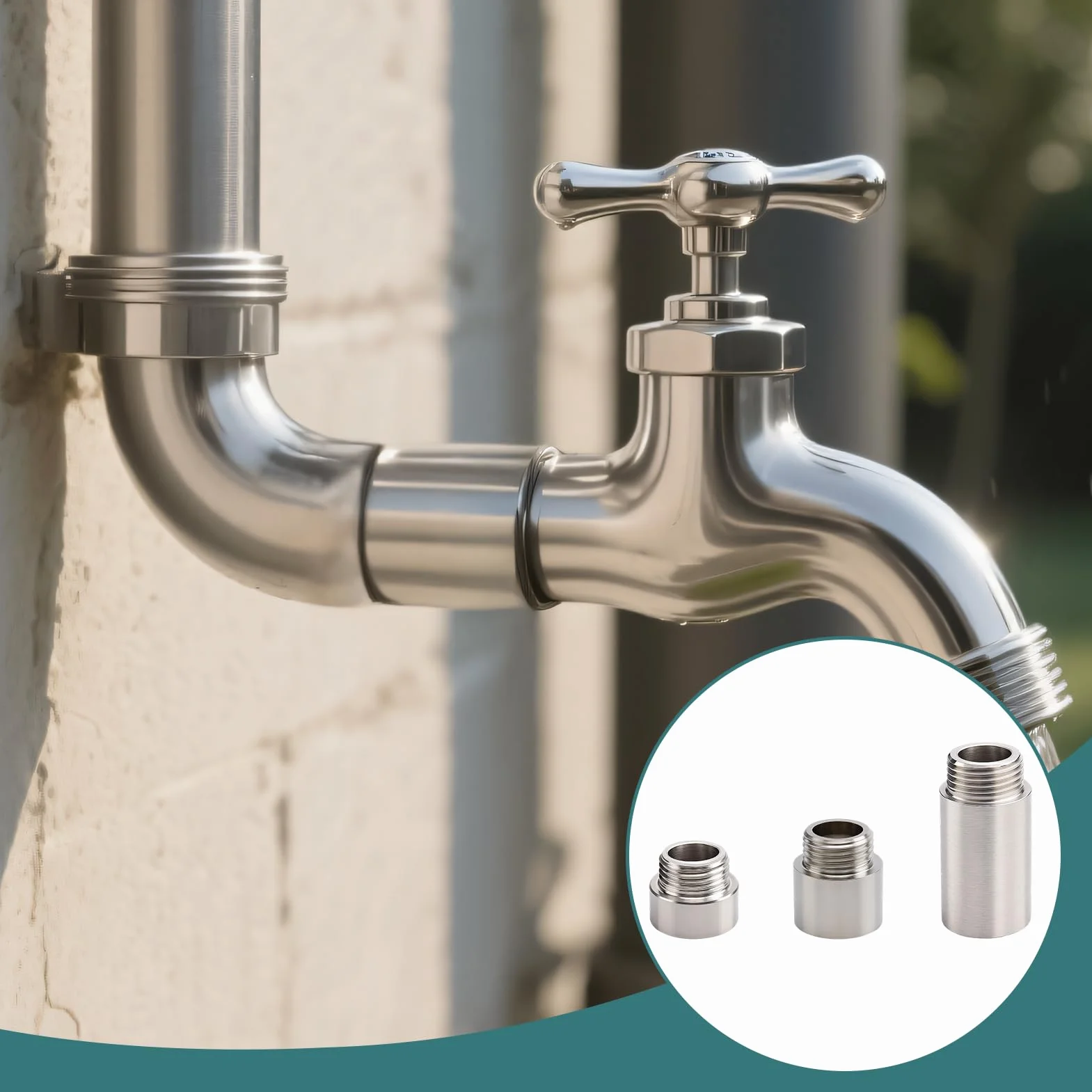 6 Piezas de Extensión de Grifo de 1/2 Pulgada, Extensión de Grifo Interior y Exterior con Rosca Estándar, Utilizable como Extensión de Boquilla de Ducha, Conexión de Tubo Alargador de Acero Inoxidable