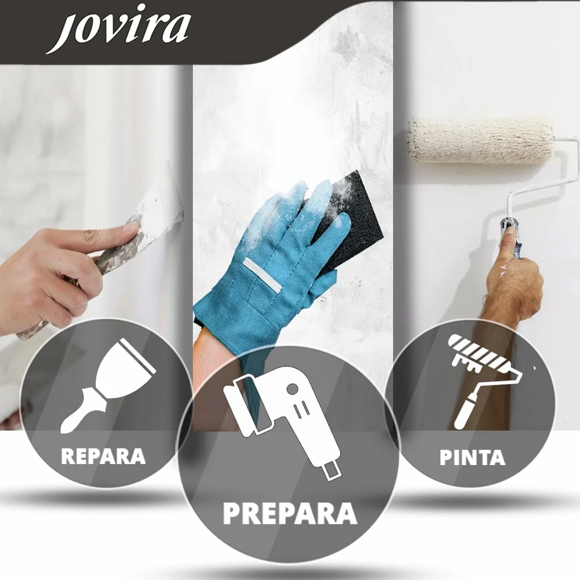 JOVIRA PINTURAS PINTURA FACHADAS ANTIMOHO. Repelente al agua, impermeable y anti fisuras. (4 Litros, Blanco) A-10