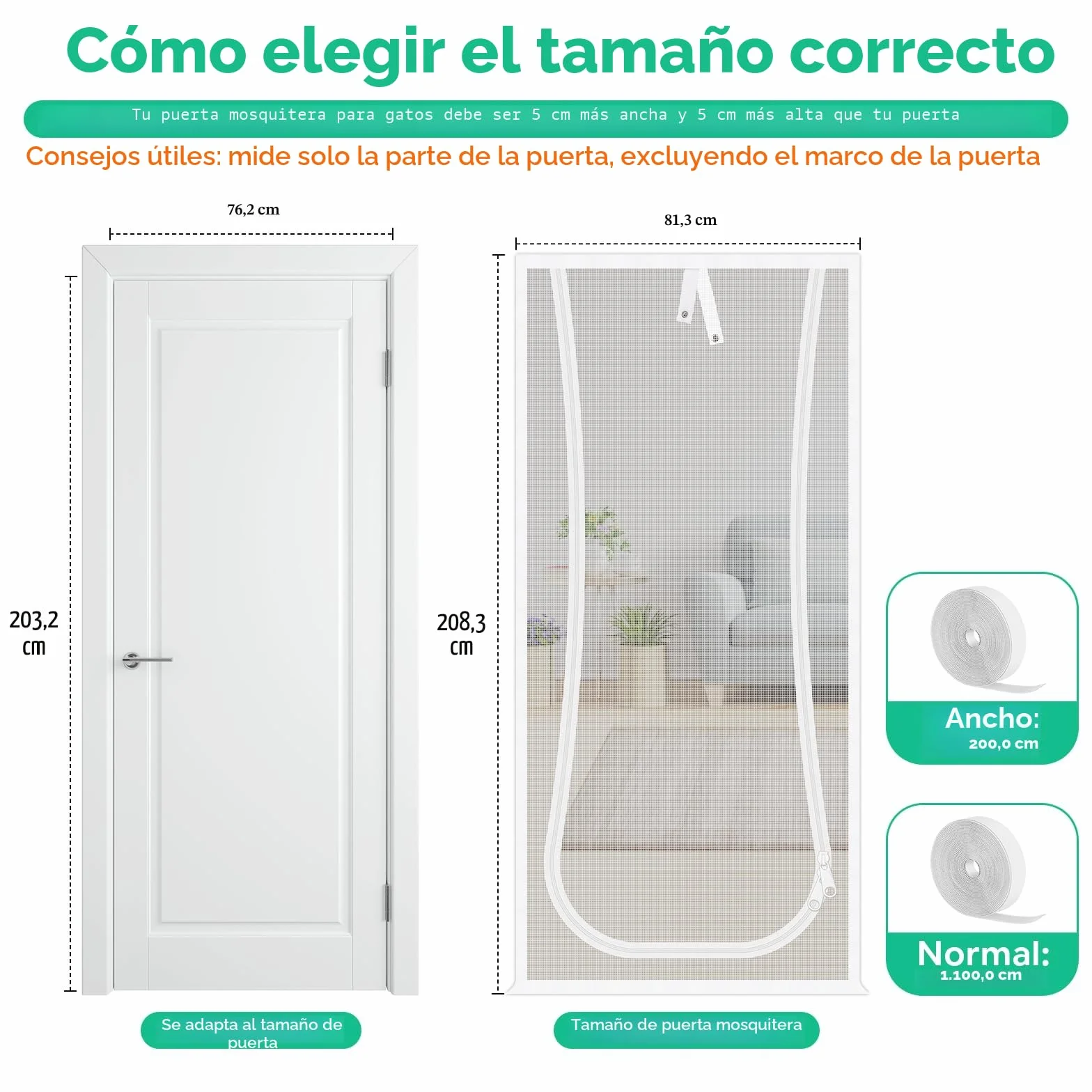 Puerta Mosquitera para Gatos, 81X208cm Puerta de Pantalla de Gato con Cremallera Bilateral, Evita Que los Perros Gatos salgan Corriendo de la casa, Dormitorio, Sala de Estar, Cocina Puerta del Patio