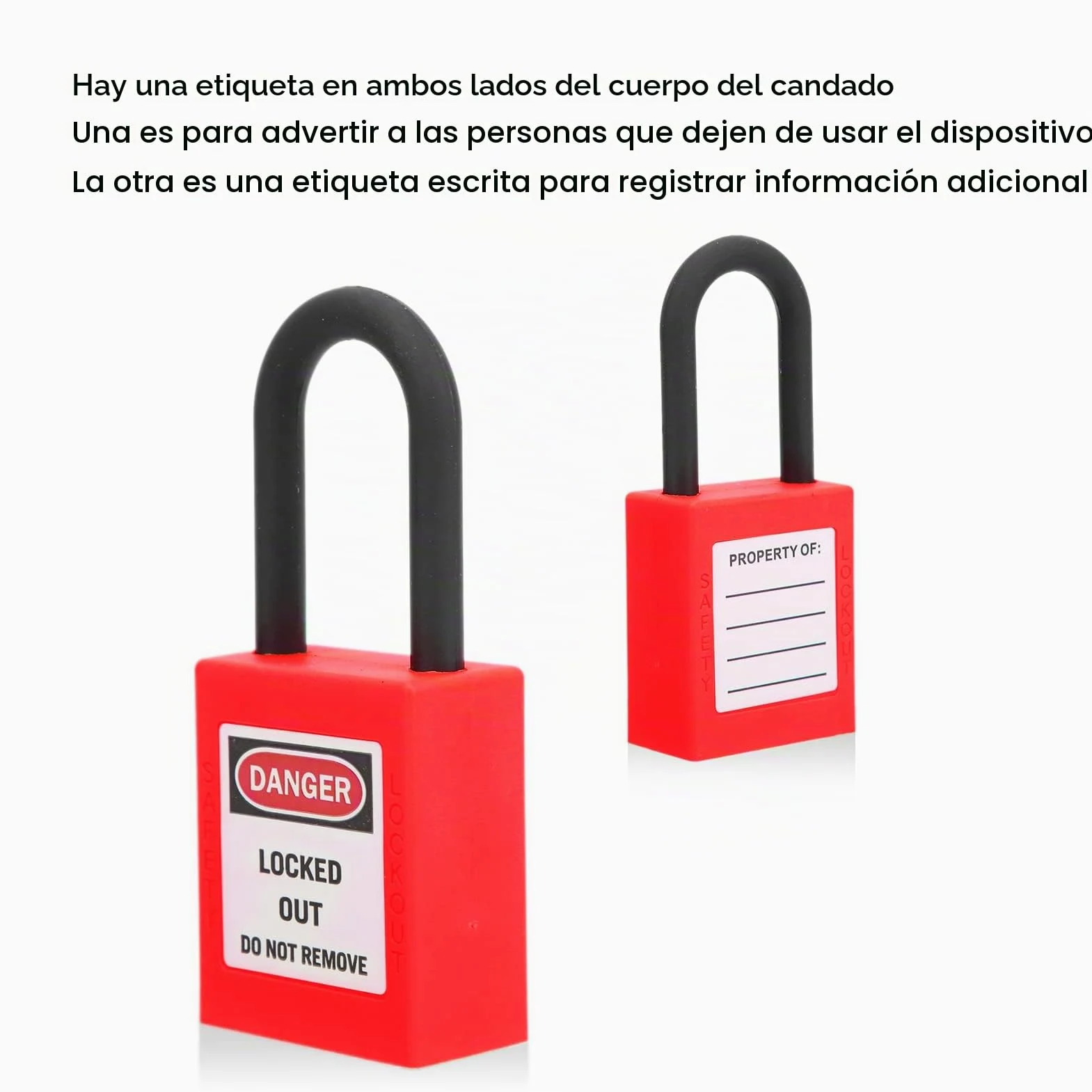 5 Juegos de Cerraduras de Bloqueo de Nailon de 38 Mm, Candados de Seguridad a Prueba de Polvo, Candados de Etiquetado, Candado Loto, Cerradura de Seguridad para Sitios (rojo)