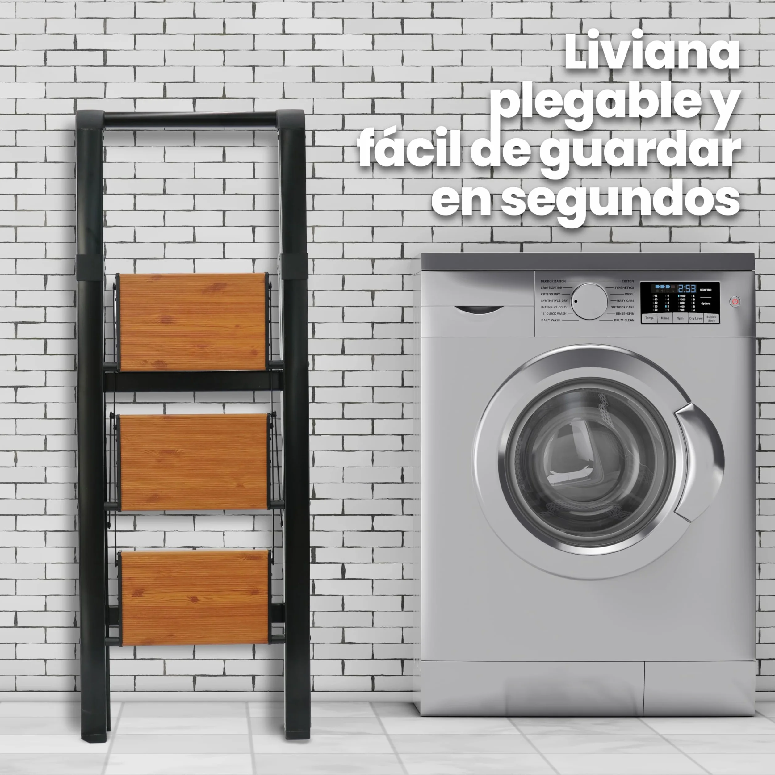 UZIRO Escaleras Plegables 3 Peldaños, Escalera de Aluminio 3 Peldaños Anchos, Sistema Antodeslizante, Muy Liviana y Facil de Guadar