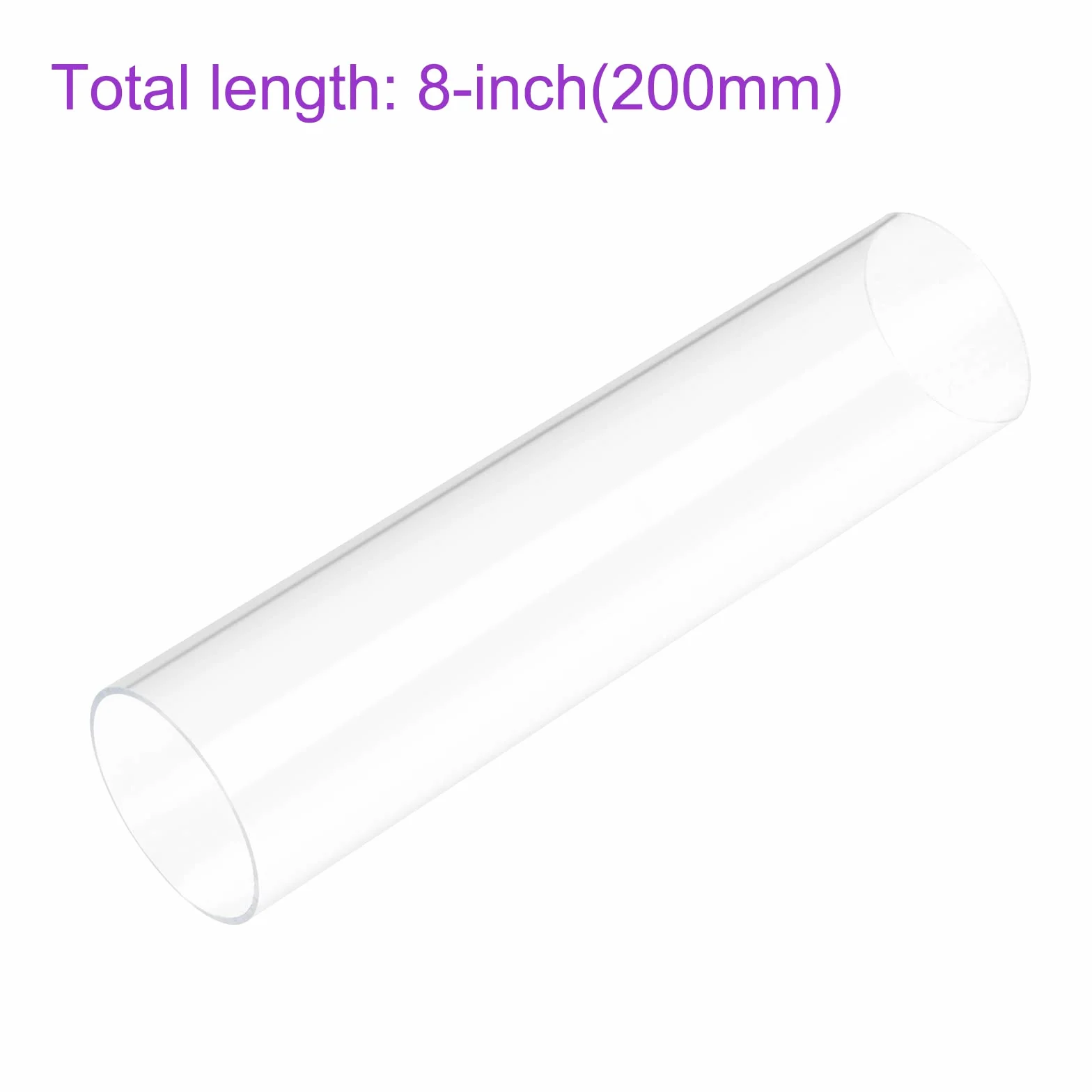 Tubo Rígido Acrílico Transparente 46mm x 50mm 8" para Acuario, Tubería de Agua y Refrigeración