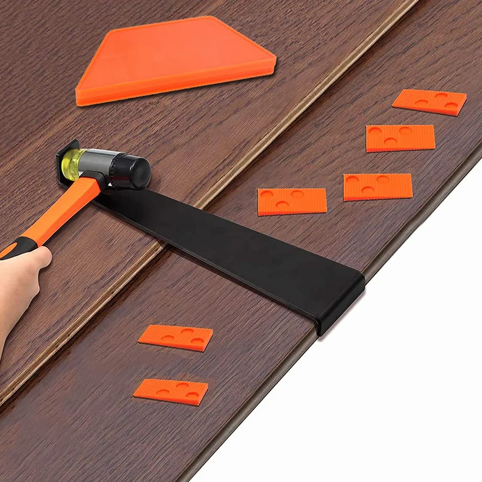 Kit de instalación de suelos de madera laminada con 40 espaciadores, mazo de doble cabeza, bloque de roscado y barra de tracción (naranja)