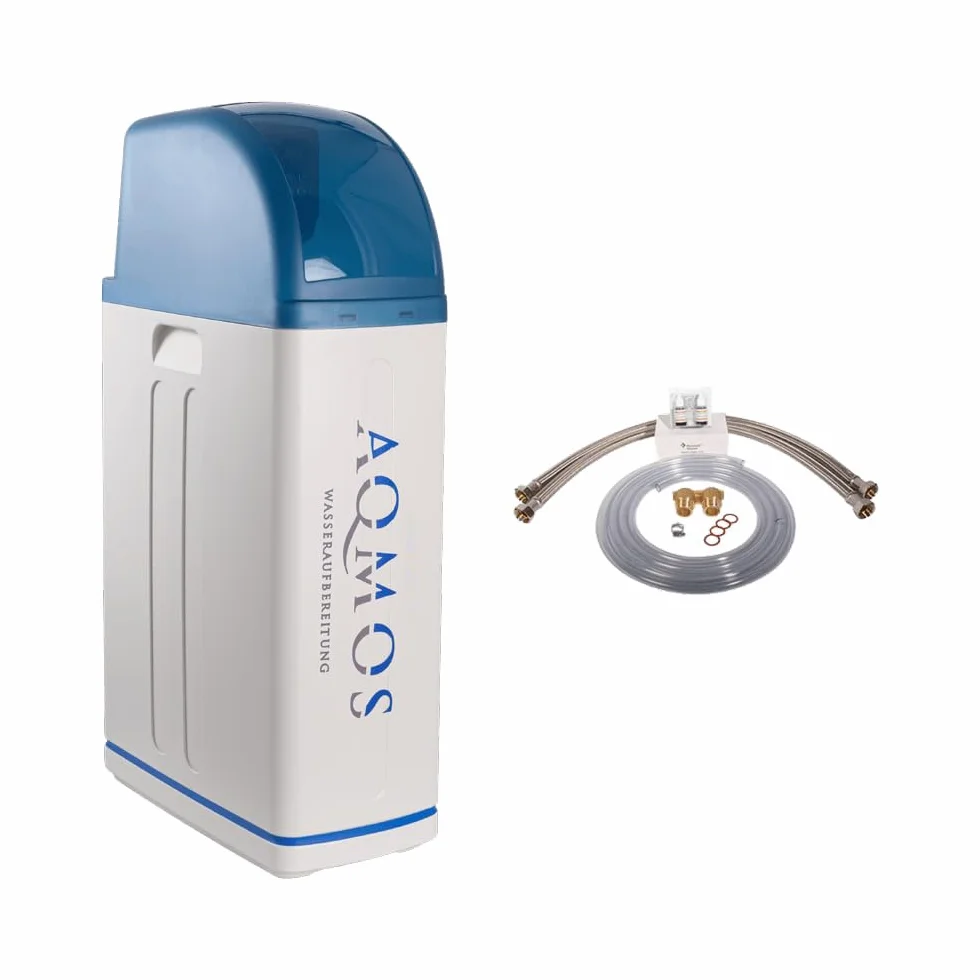 Aqmos R2D2-48 - Descalcificador de agua con juego de conexión de 2,5 cm (1"), descalcificador de agua para hogares de hasta 5 personas, sistema antical para agua blanda