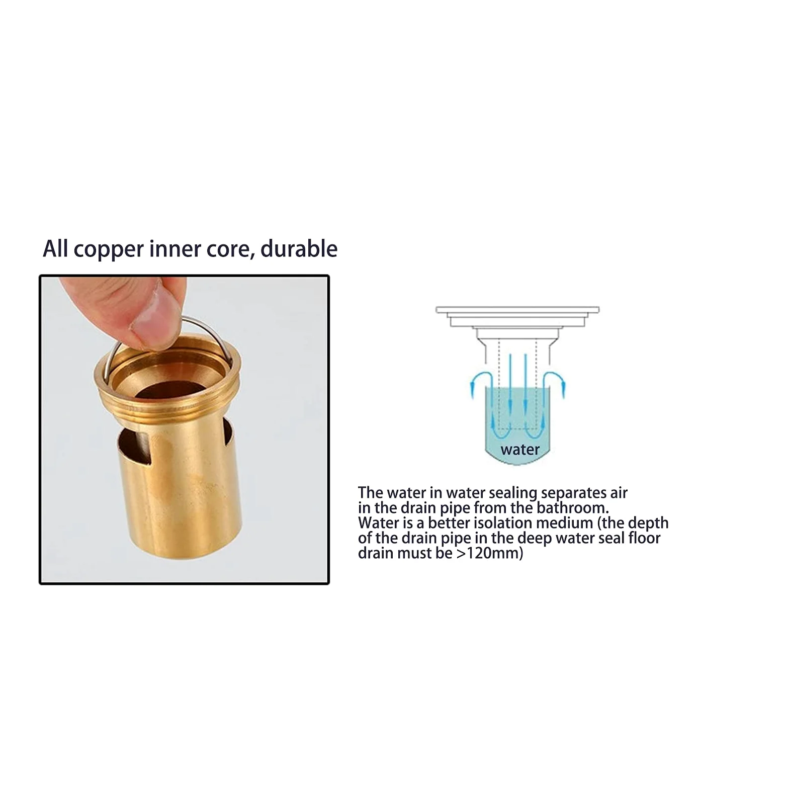 Drenaje de Ducha Cuadrado, Drenaje de Piso 10x10cm de Acero Inoxidable con Tapa Extraíble y Colector de Cabello, Sifón de Suelo para Baño Cocina Balcón Garaje