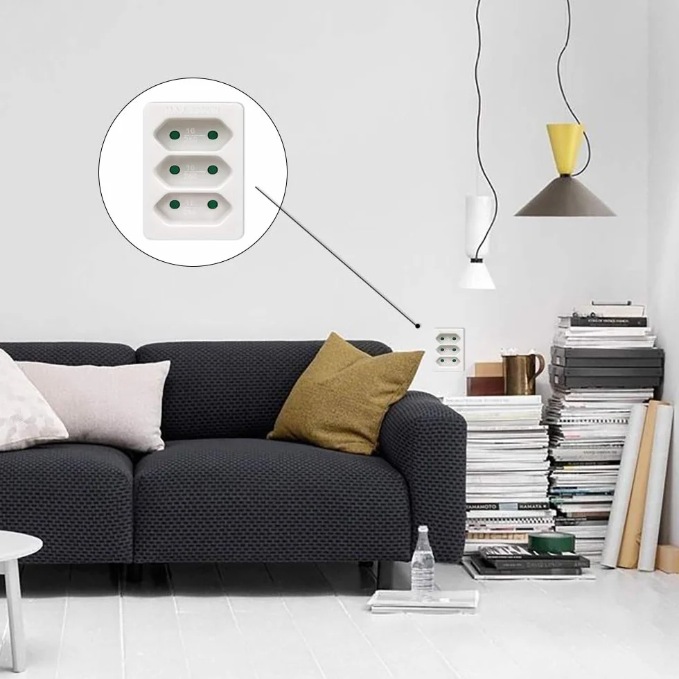 EXTRASTAR 3 en 1 Adaptador Plano con 3 Enchufes Schuko, 2300W, 10A, 250V, Blanco, 2 pcs