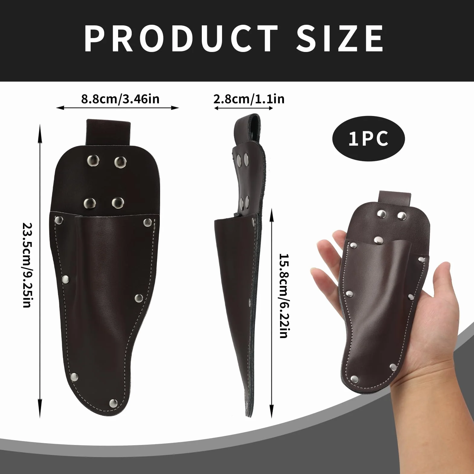 Funda Tijeras Podar, Pruner Holster, Funda de Cinturón para Cuchillo o Tijeras de Podar, Funda de Cuero Portátil Reforzada con Remaches, Ideal para Jardinería y Actividades al Aire Libre