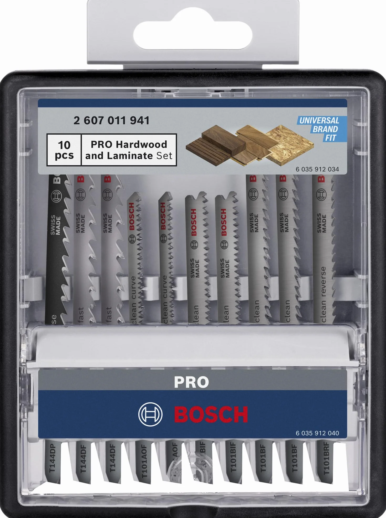 Bosch Juego de 10 hojas de sierra de calar Pro Hardwood and Laminate (para madera dura, parqué, longitud 83 mm, accesorio profesional)