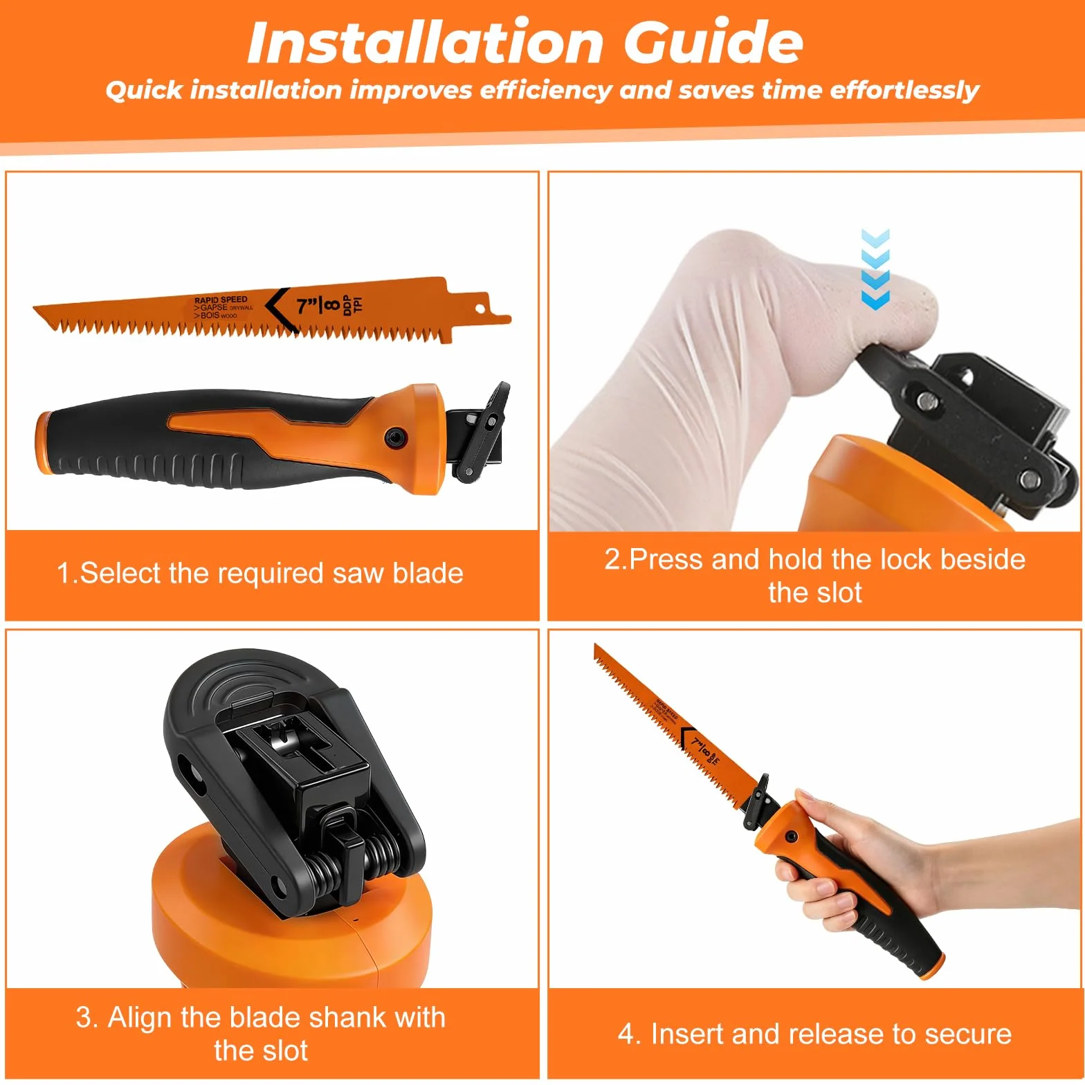 Flintronic Set de Sierra Metálica 8 en 1, Mini Sierra para Bricolaje con 8 Hojas de Sierra, Diseño Autobloqueante y Mango Ergonómico, para Metal, Madera y Plástico