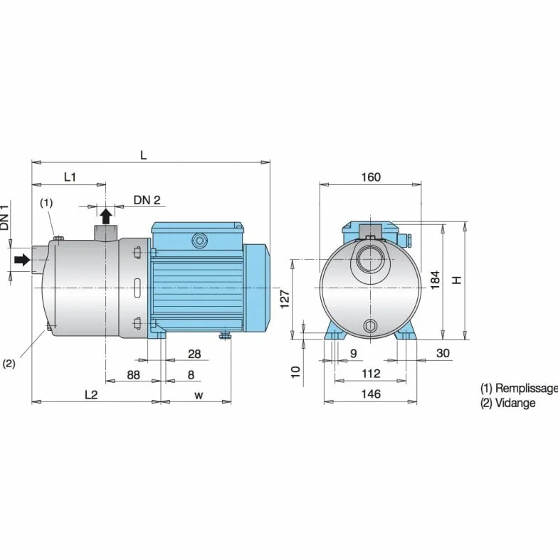 Calpeda MXH405 Bomba de agua trifásico 380V 1,10 kW inoxidable 8 m3/h
