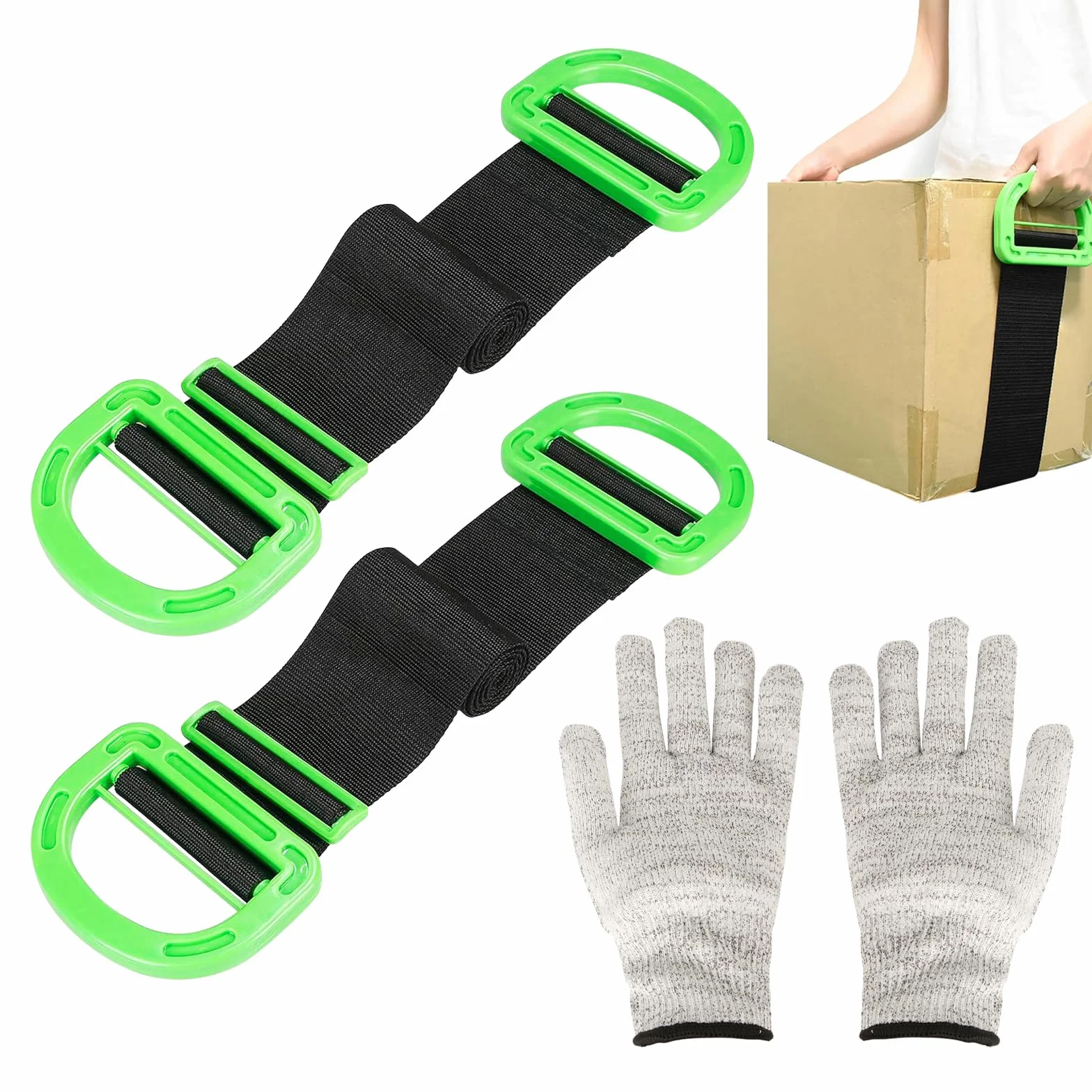 2 Piezas Correas para Mover, Correas de Elevación Ajustables, con 1 Pares de Guantes, 600 Libras Objetos Pesados, Correas de Transporte para Mudanza para Mover Muebles, Electrodomésticos