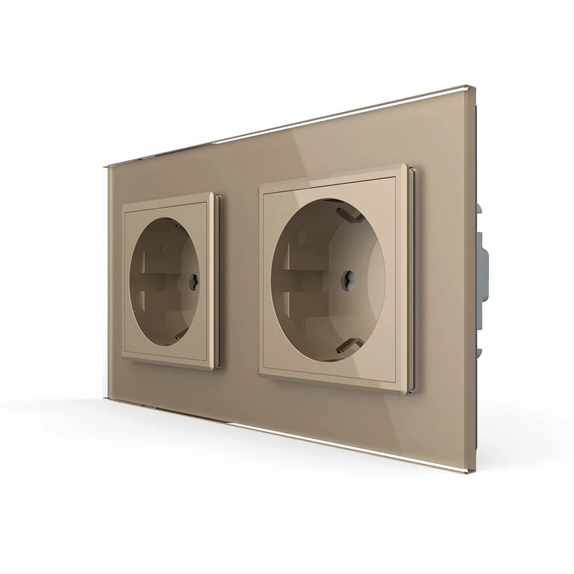 Livolo EU Standard 2 tomas Schuko enchufes de pared de cristal de lujo,VL-C7C2EU-13-A